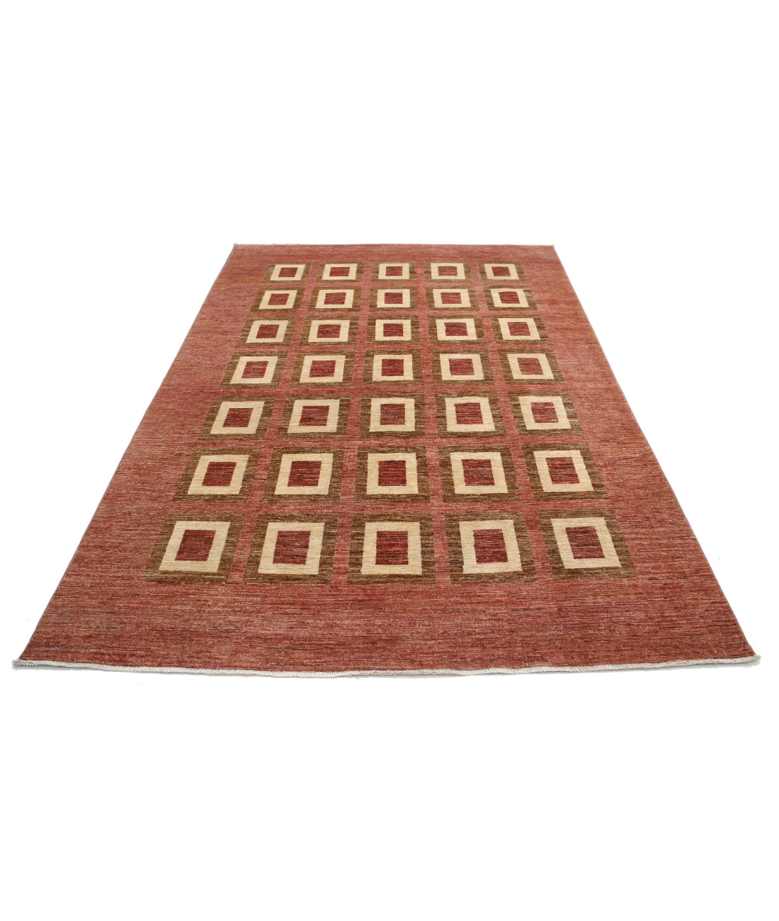 Modcar 6'1'' X 8'6'' Hand-Knotted Wool Rug 6'1'' x 8'6'' (183 X 255) / Beige / N/A