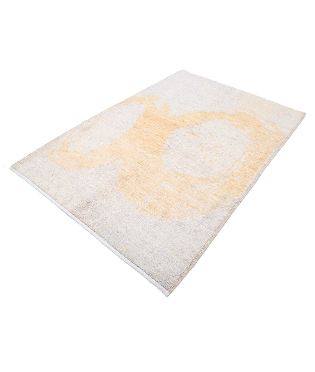 Moroccan 5'1'' X 7'5'' Hand-Knotted Wool Rug 5'1'' x 7'5'' (153 X 223) / Grey / Gold