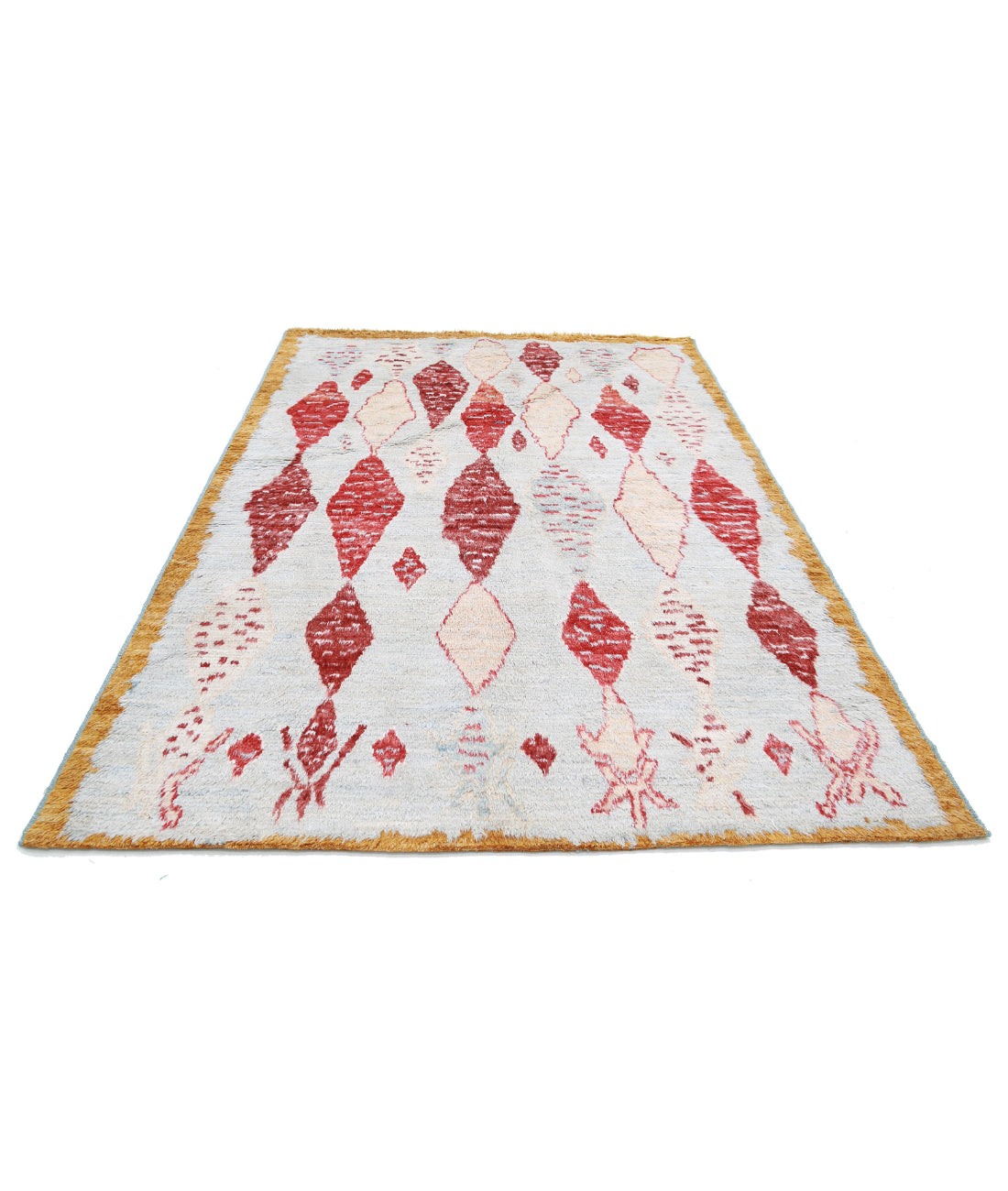 Moroccan 6'2'' X 9'1'' Hand-Knotted Wool Rug 6'2'' x 9'1'' (185 X 273) / Blue / Taupe