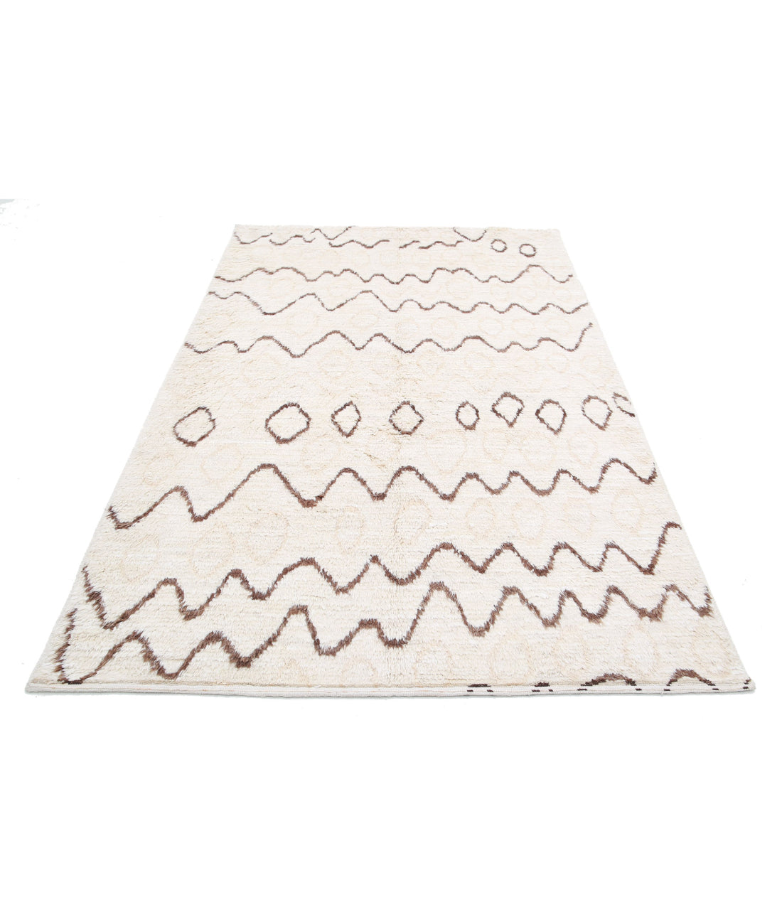 Moroccan 4'10'' X 7'7'' Hand-Knotted Wool Rug 4'10'' x 7'7'' (145 X 228) / Ivory / Taupe