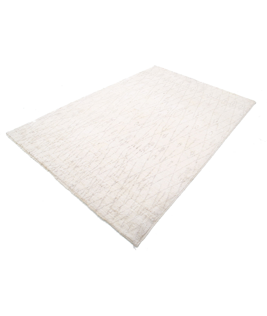 Moroccan 6'0'' X 9'0'' Hand-Knotted Wool Rug 6'0'' x 9'0'' (180 X 270) / Ivory / Taupe