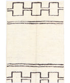 Moroccan 3'10'' X 5'8'' Hand-Knotted Wool Rug 3'10'' x 5'8'' (115 X 170) / Ivory / Brown