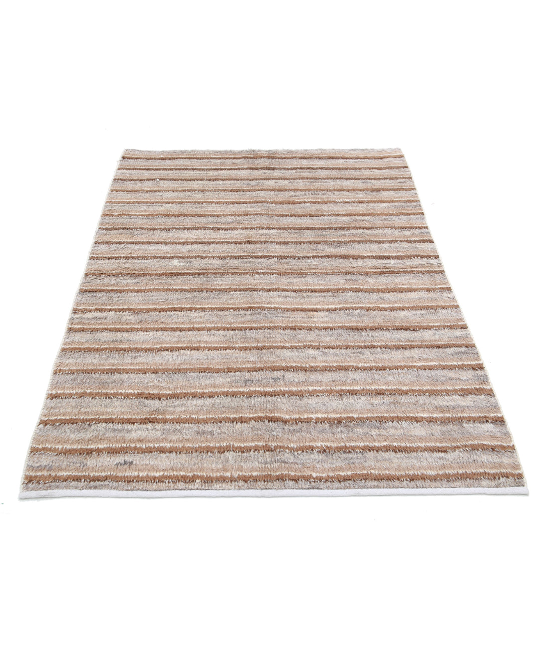 Moroccan 4'2'' X 5'11'' Hand-Knotted Wool Rug 4'2'' x 5'11'' (125 X 178) / Grey / Grey