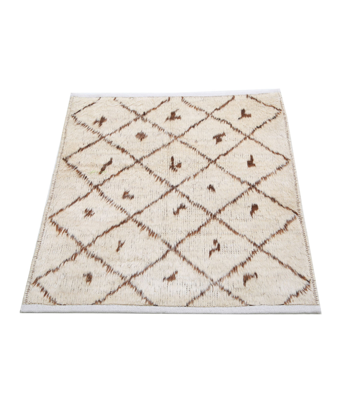 Moroccan 2'7'' X 2'10'' Hand-Knotted Wool Rug 2'7'' x 2'10'' (78 X 85) / Ivory / Taupe