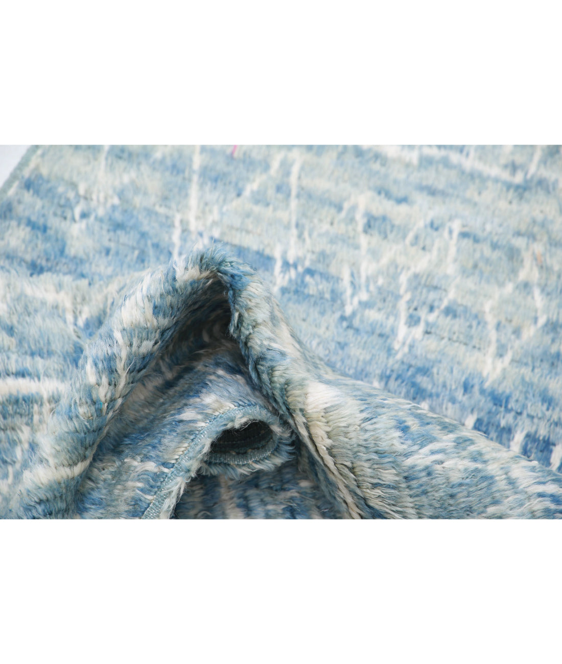 Moroccan 2'8'' X 9'4'' Hand-Knotted Wool Rug 2'8'' x 9'4'' (80 X 280) / Blue / Blue