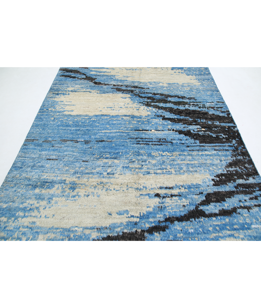 Moroccan 6'3'' X 9'8'' Hand-Knotted Wool Rug 6'3'' x 9'8'' (188 X 290) / Blue / Blue