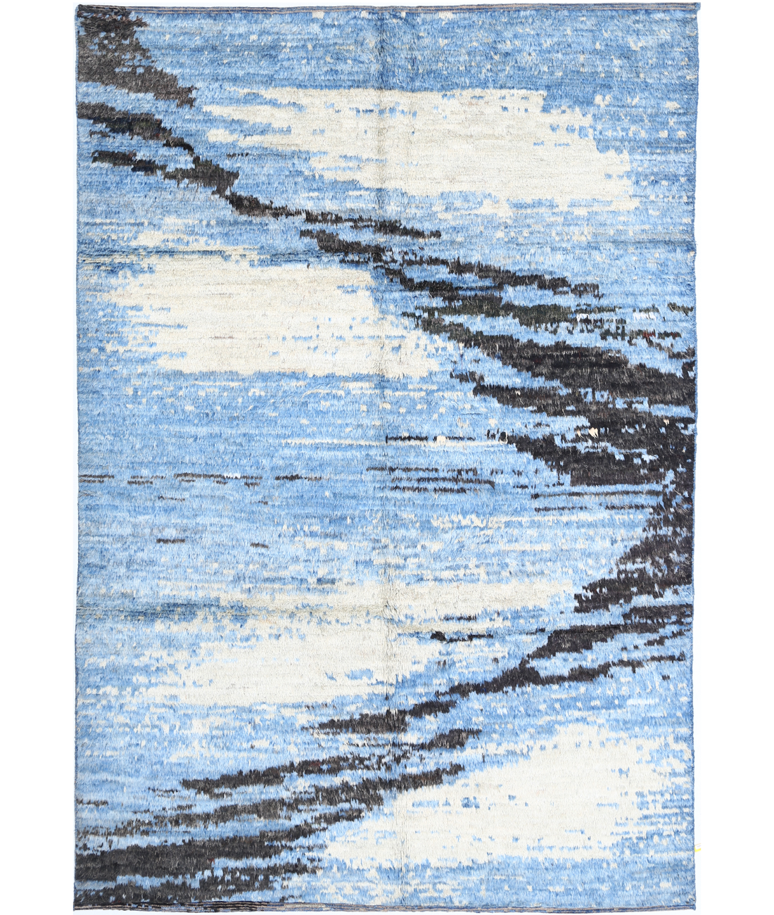 Moroccan 6'3'' X 9'8'' Hand-Knotted Wool Rug 6'3'' x 9'8'' (188 X 290) / Blue / Blue