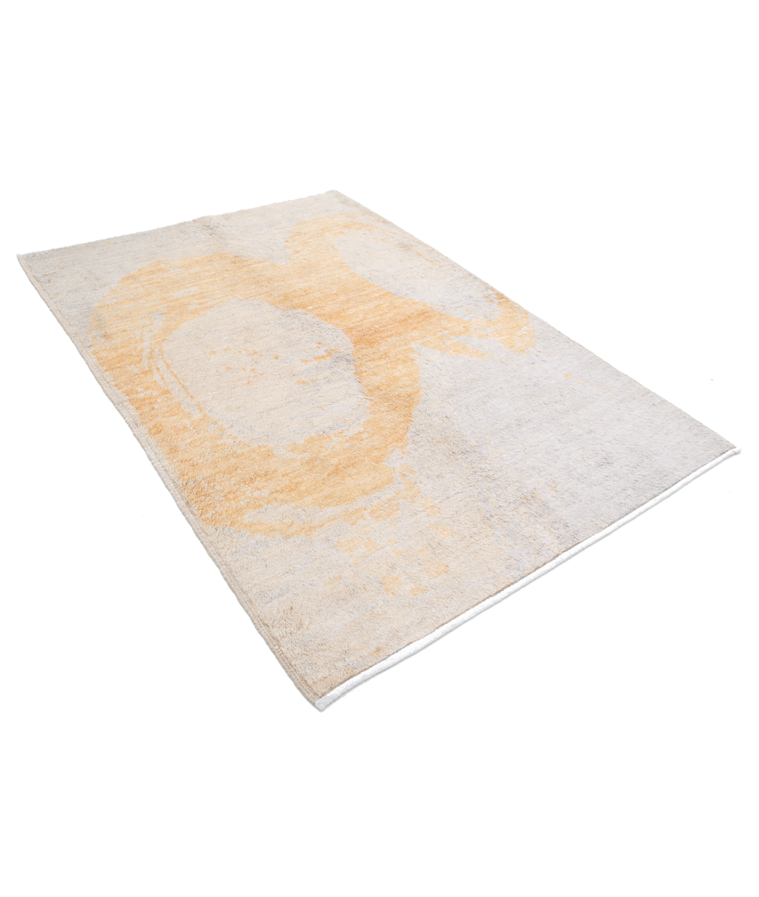 Moroccan 5'1'' X 7'5'' Hand-Knotted Wool Rug 5'1'' x 7'5'' (153 X 223) / Grey / Gold