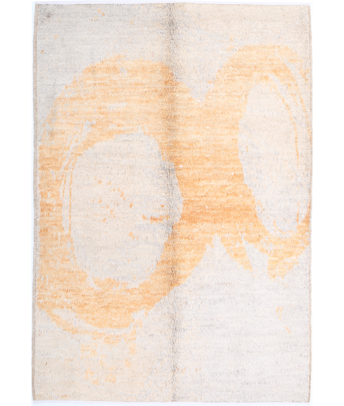 Moroccan 5'1'' X 7'5'' Hand-Knotted Wool Rug 5'1'' x 7'5'' (153 X 223) / Grey / Gold
