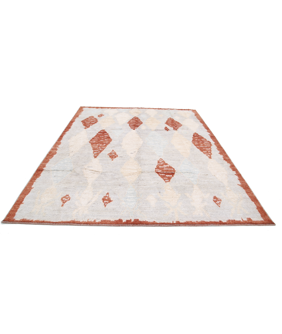 Moroccan 8'2'' X 10'0'' Hand-Knotted Wool Rug 8'2'' x 10'0'' (245 X 300) / Grey / Rust