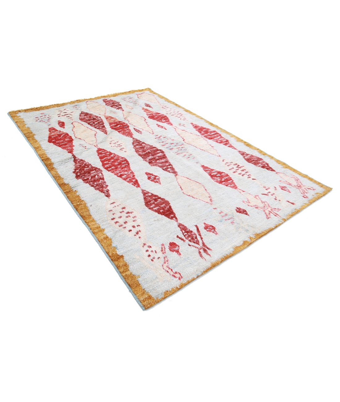 Moroccan 6'2'' X 9'1'' Hand-Knotted Wool Rug 6'2'' x 9'1'' (185 X 273) / Blue / Taupe