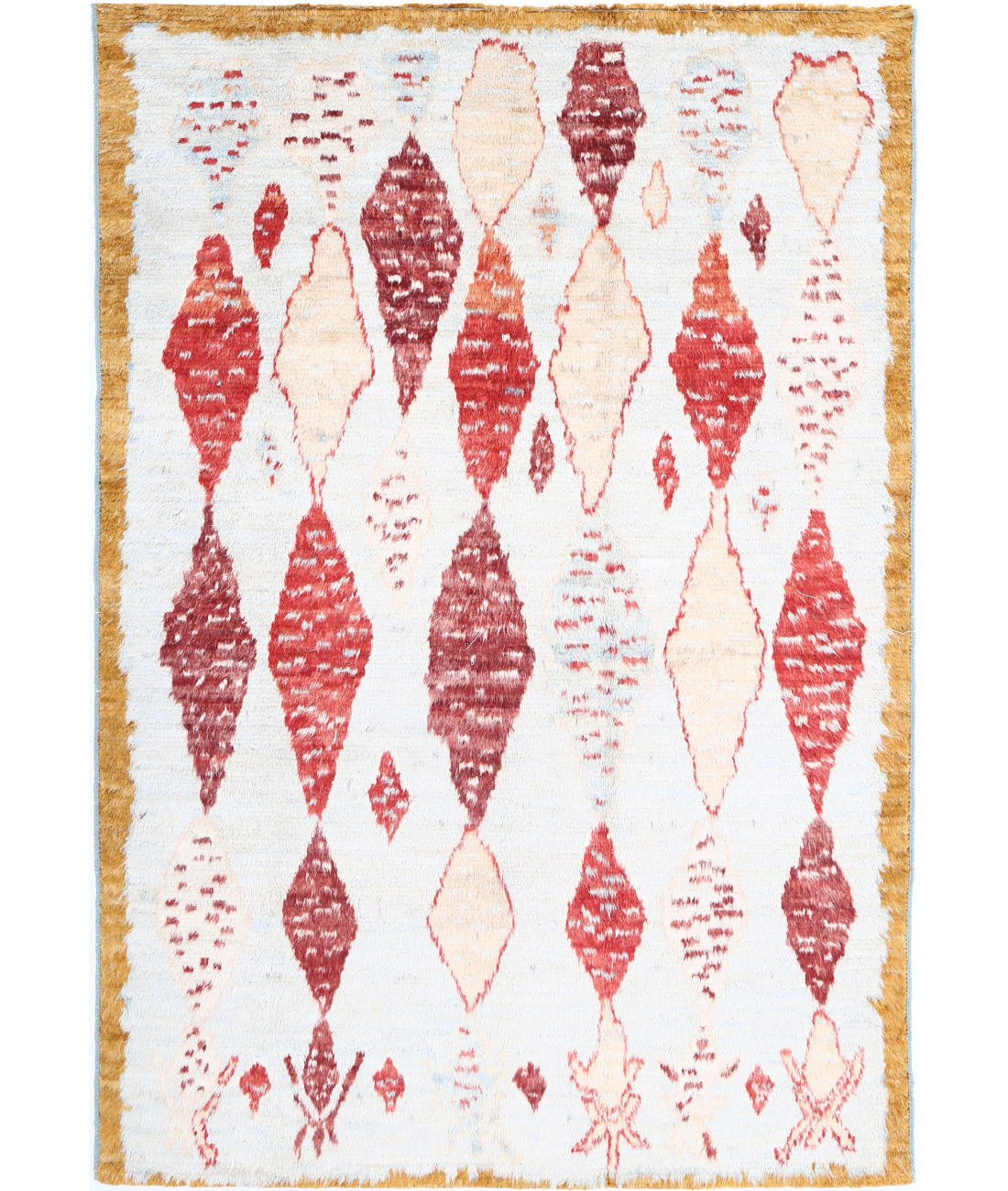 Moroccan 6'2'' X 9'1'' Hand-Knotted Wool Rug 6'2'' x 9'1'' (185 X 273) / Blue / Taupe