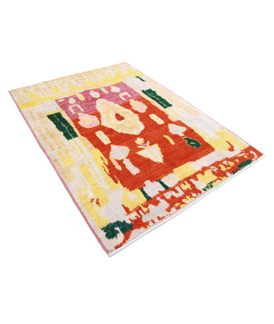 Moroccan 5'1'' X 7'0'' Hand-Knotted Wool Rug 5'1'' x 7'0'' (153 X 210) / Ivory / Gold