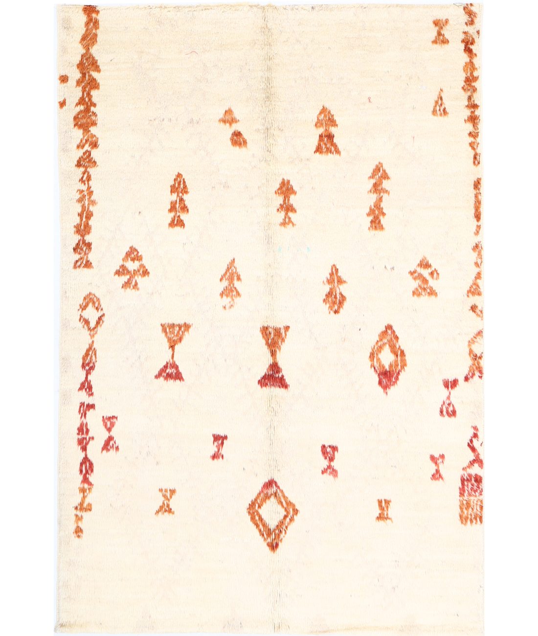 Moroccan 5'2'' X 7'10'' Hand-Knotted Wool Rug 5'2'' x 7'10'' (155 X 235) / Ivory / Red
