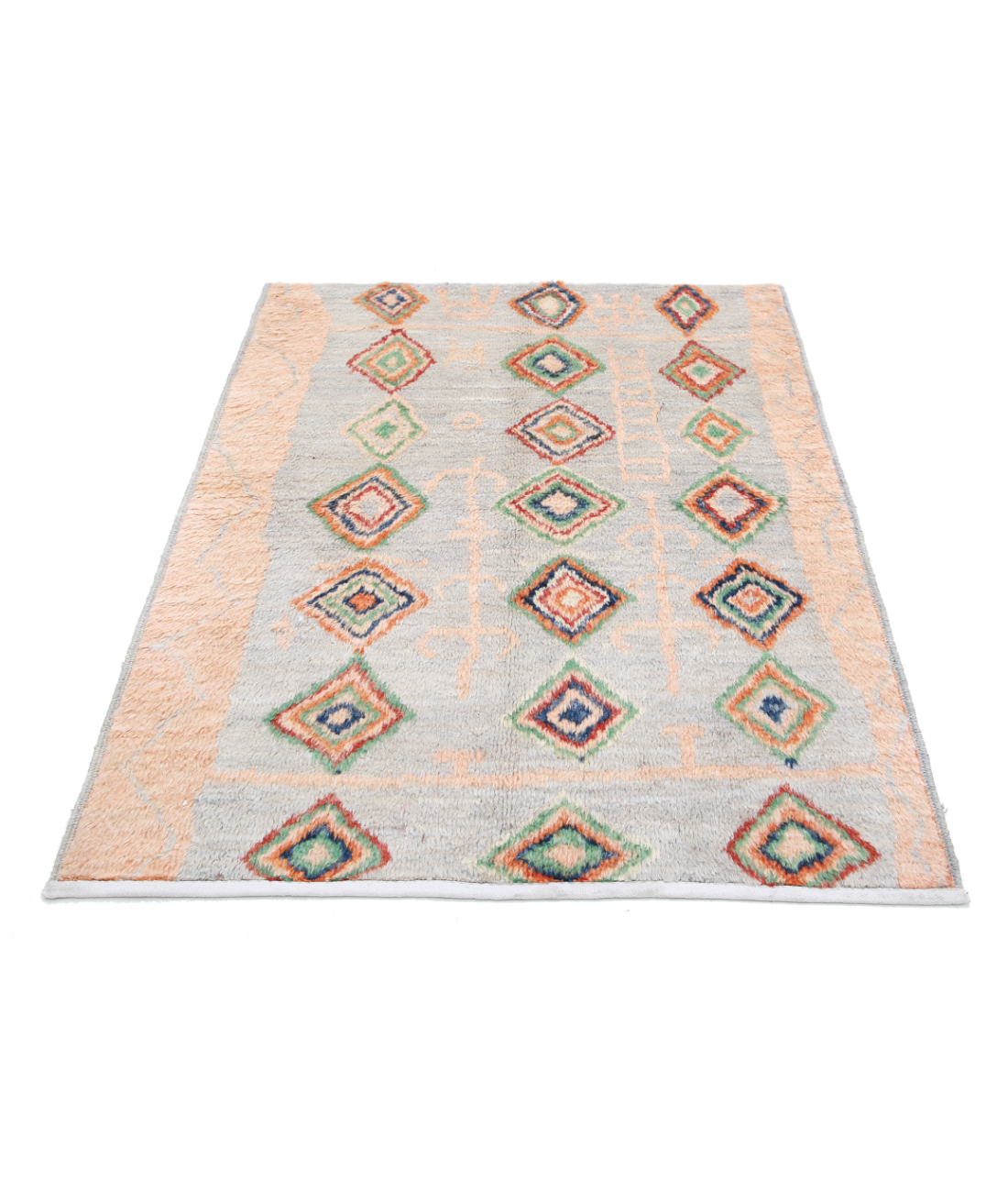 Moroccan 4'2'' X 5'9'' Hand-Knotted Wool Rug 4'2'' x 5'9'' (125 X 173) / Blue / Brown