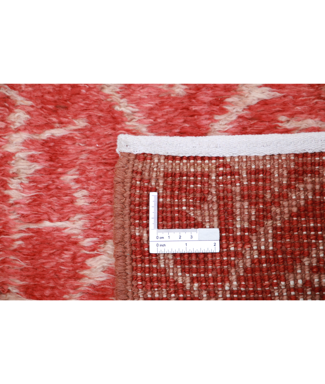 Moroccan 4'4'' X 5'9'' Hand-Knotted Wool Rug 4'4'' x 5'9'' (130 X 173) / Red / Ivory