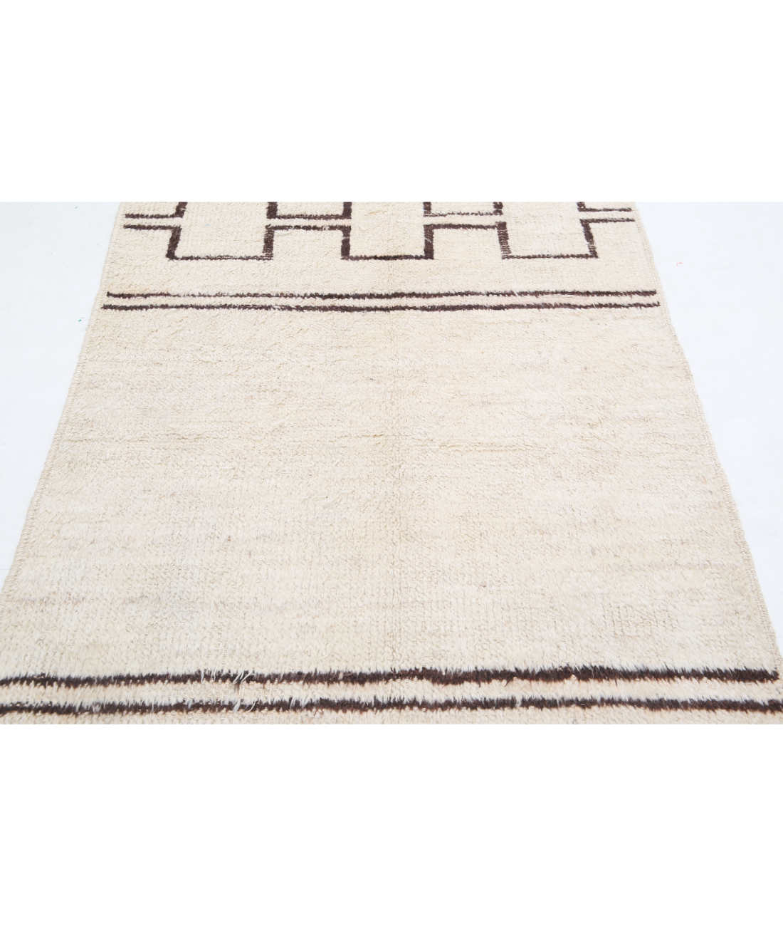 Moroccan 3'10'' X 5'8'' Hand-Knotted Wool Rug 3'10'' x 5'8'' (115 X 170) / Ivory / Brown