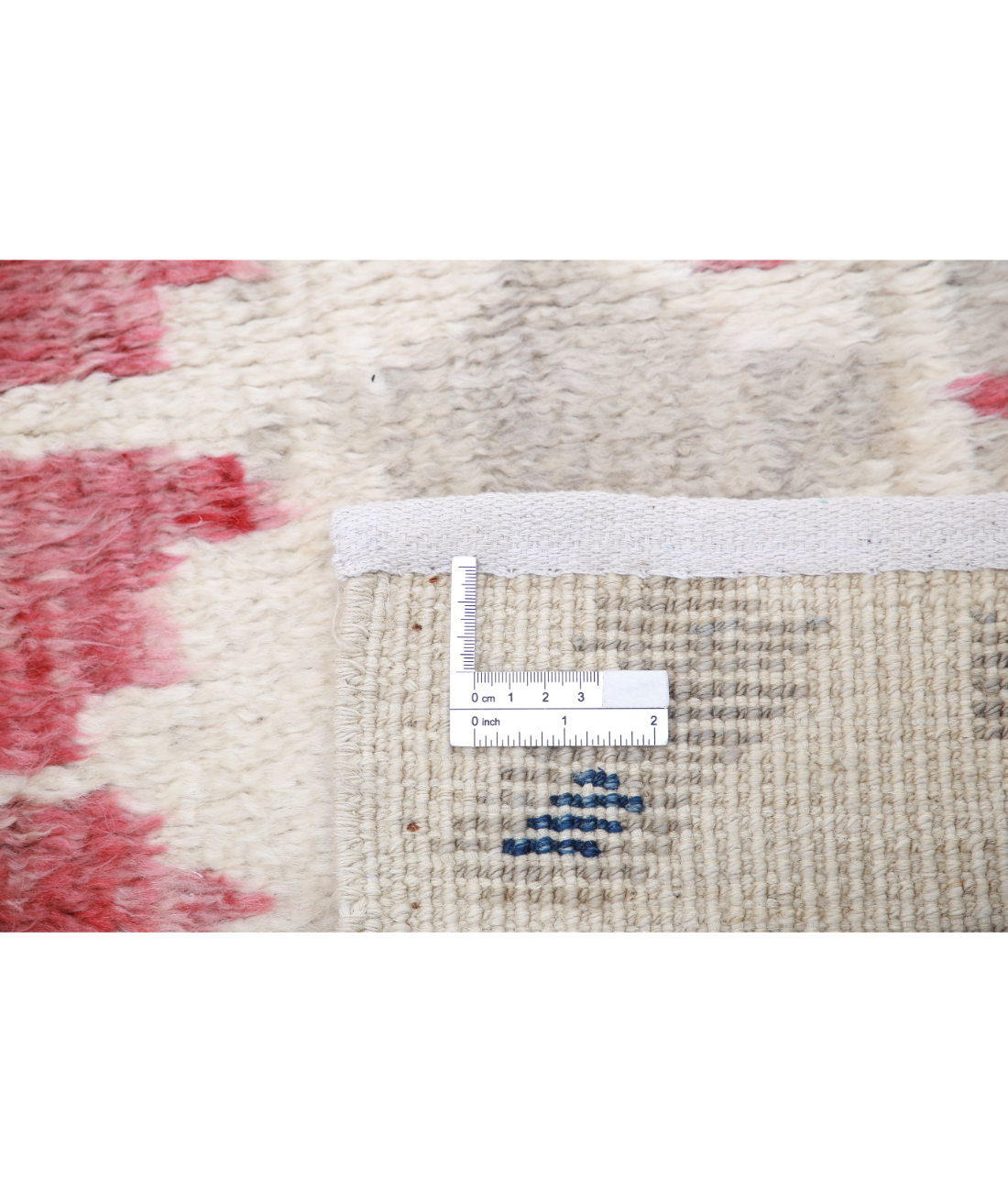 Moroccan 4'5'' X 5'10'' Hand-Knotted Wool Rug 4'5'' x 5'10'' (133 X 175) / Ivory / Red