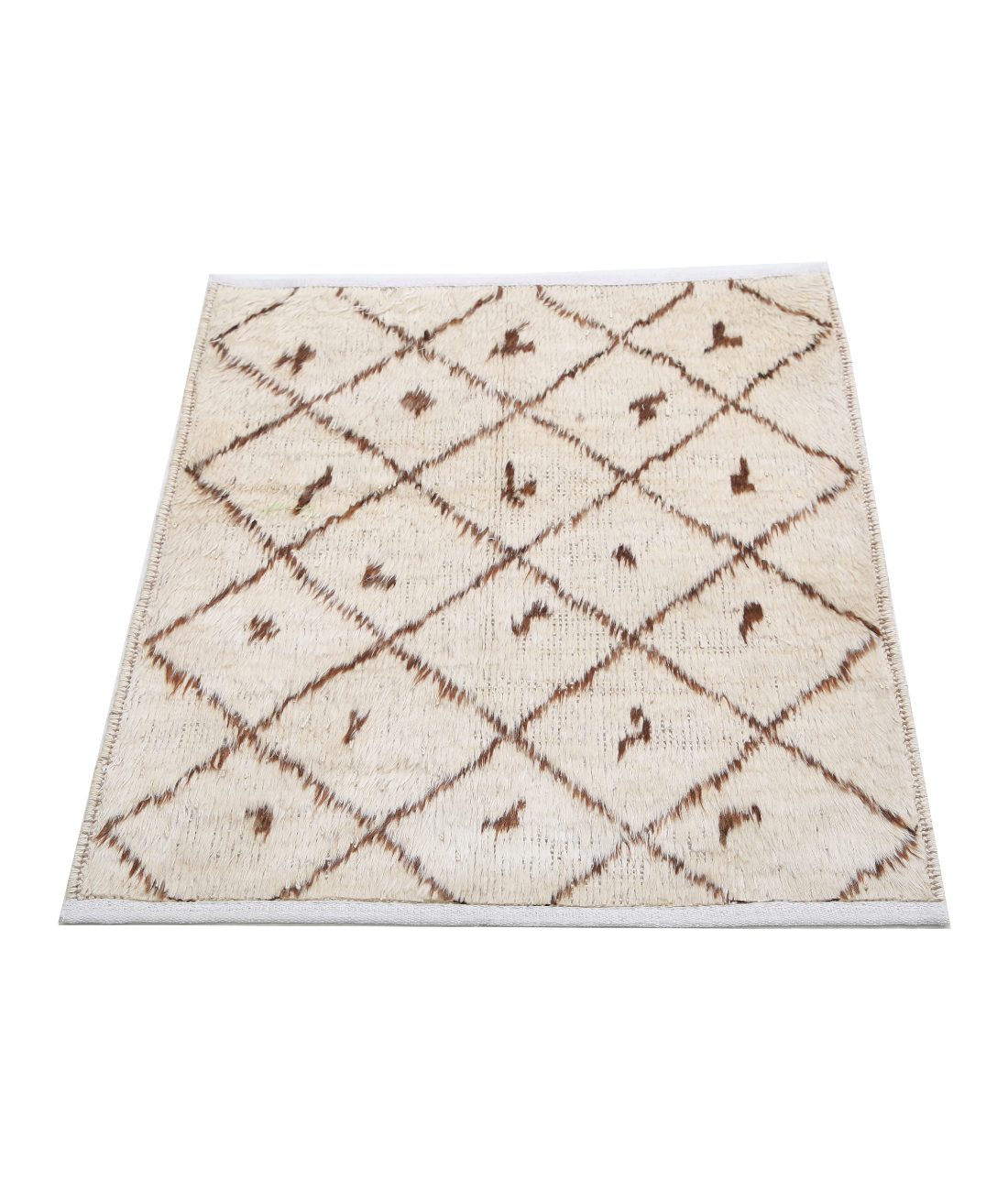 Moroccan 2'7'' X 2'10'' Hand-Knotted Wool Rug 2'7'' x 2'10'' (78 X 85) / Ivory / Taupe
