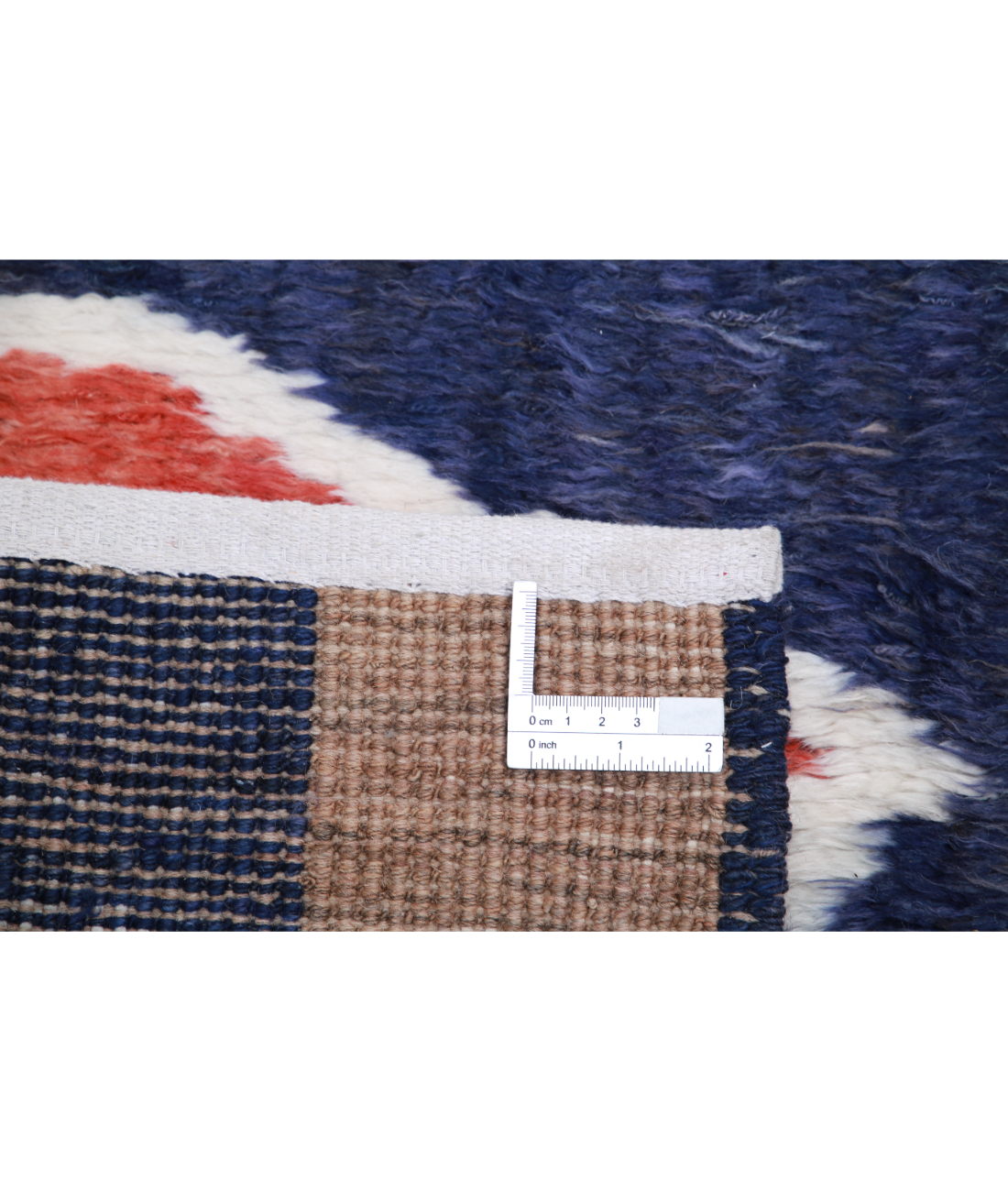 Moroccan 2'9'' X 13'10'' Hand-Knotted Wool Rug 2'9'' x 13'10'' (83 X 415) / Blue / Red