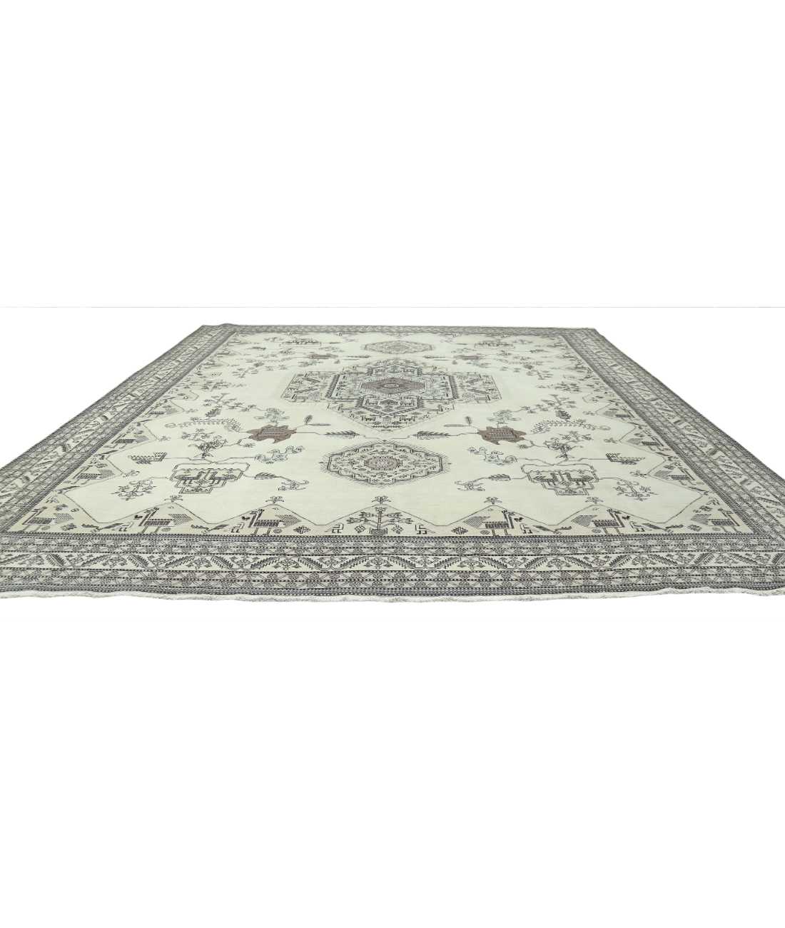 Moroccan 14'11'' X 16'1'' Hand-Knotted Wool Rug 14'11'' x 16'1'' (448 X 483) / Ivory / Grey