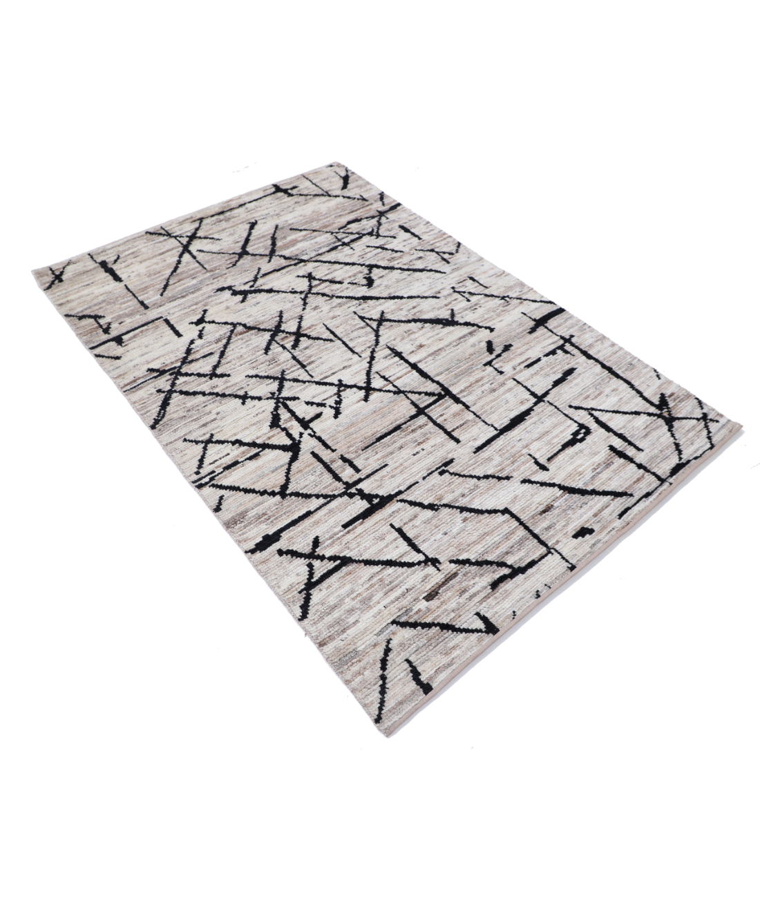Hand Knotted Moroccan Wool Rug 4' 1" X 6' 0" 4' 1" X 6' 0" (124 X 183) / Brown / Brown