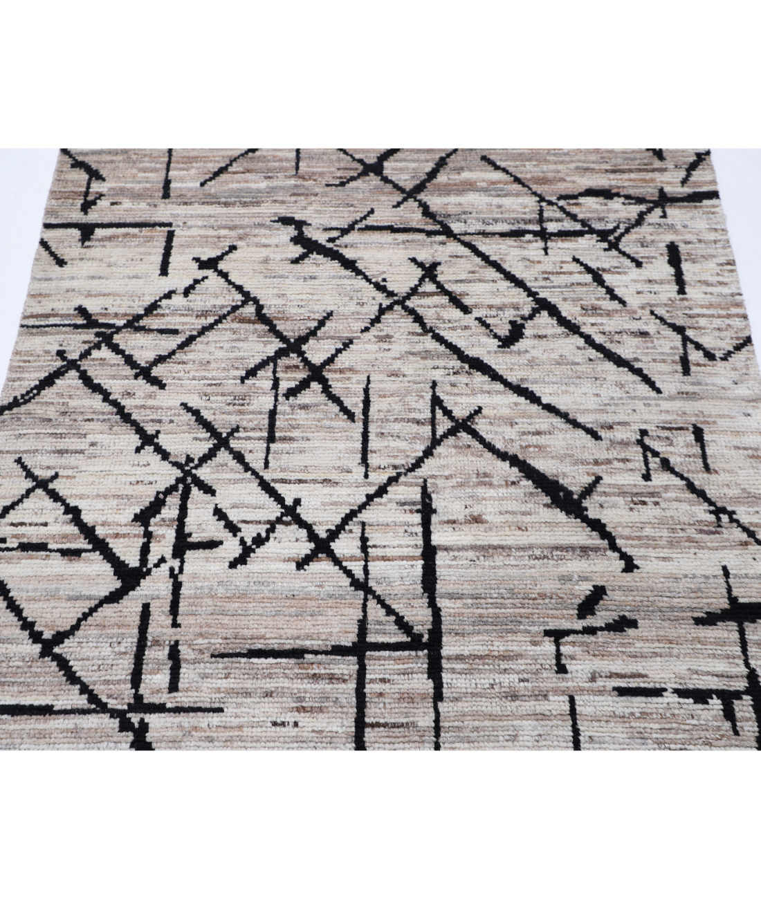 Hand Knotted Moroccan Wool Rug 4' 1" X 6' 0" 4' 1" X 6' 0" (124 X 183) / Brown / Brown