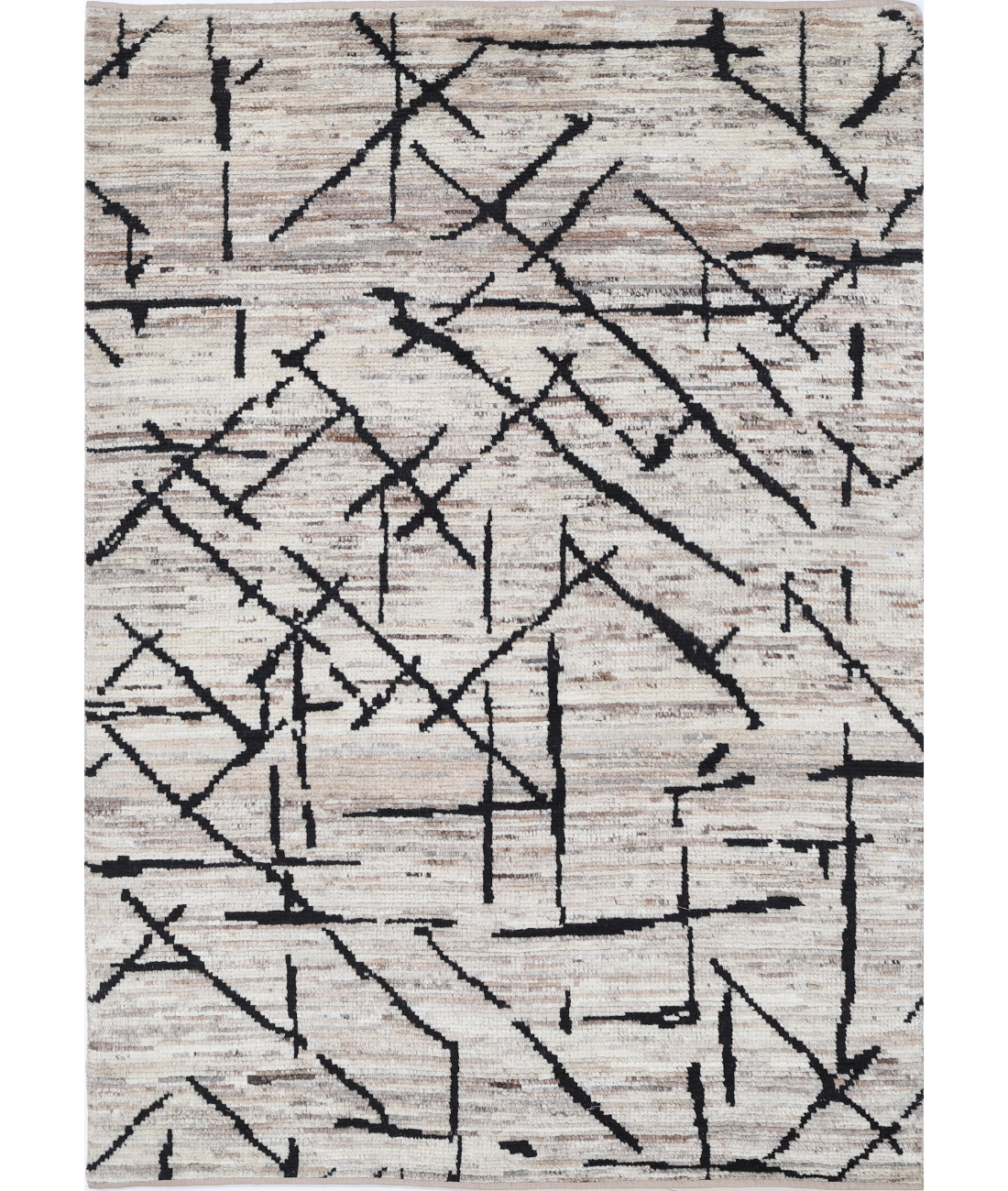Hand Knotted Moroccan Wool Rug 4' 1" X 6' 0" 4' 1" X 6' 0" (124 X 183) / Brown / Brown