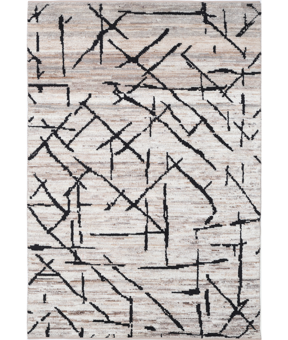 Hand Knotted Moroccan Wool Rug 4' 0" X 6' 0" 4' 0" X 6' 0" (122 X 183) / Brown / Brown