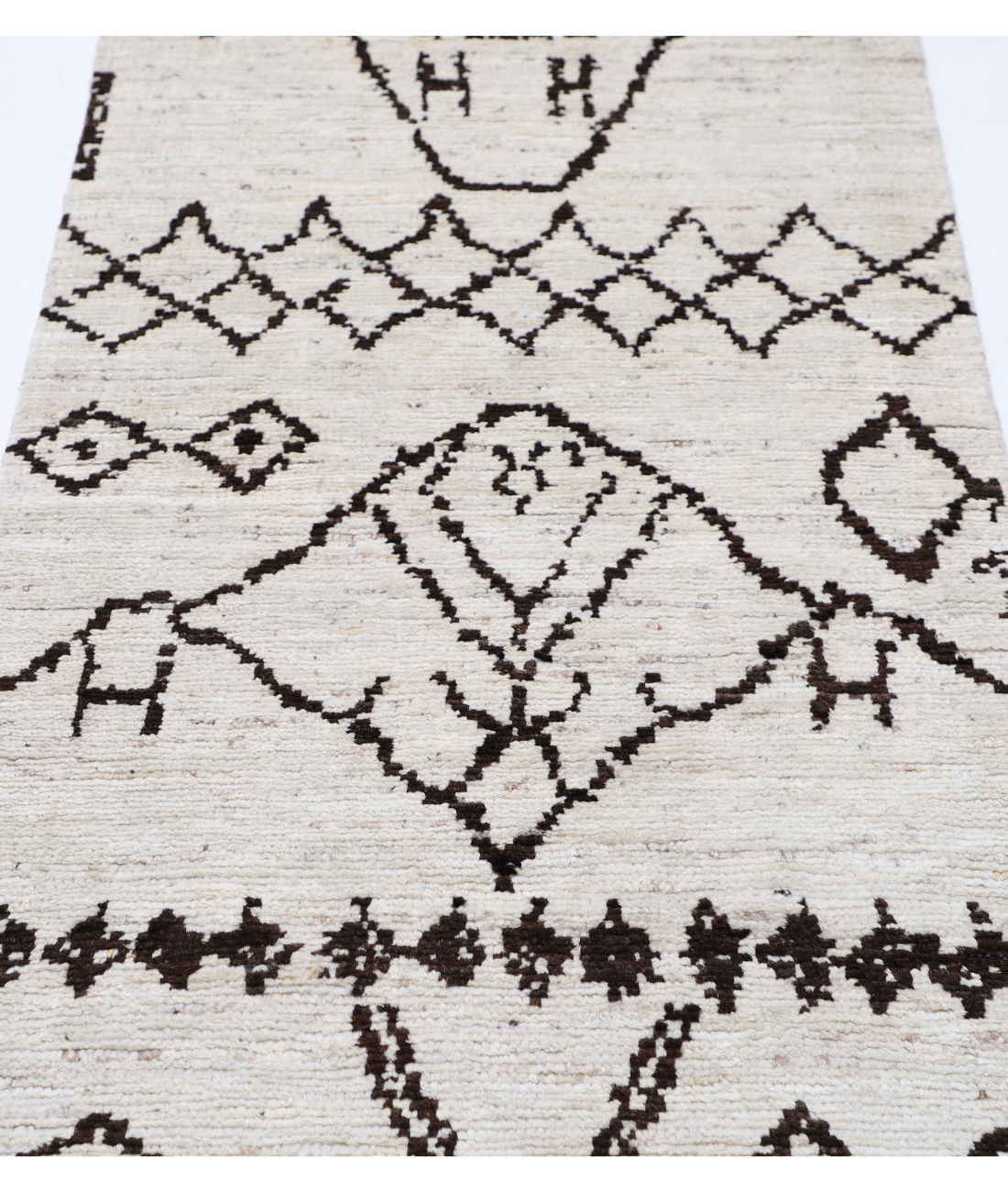 Hand Knotted Moroccan Wool Rug 2' 11" X 9' 9" 2' 11" X 9' 9" (89 X 297) / Ivory / Ivory