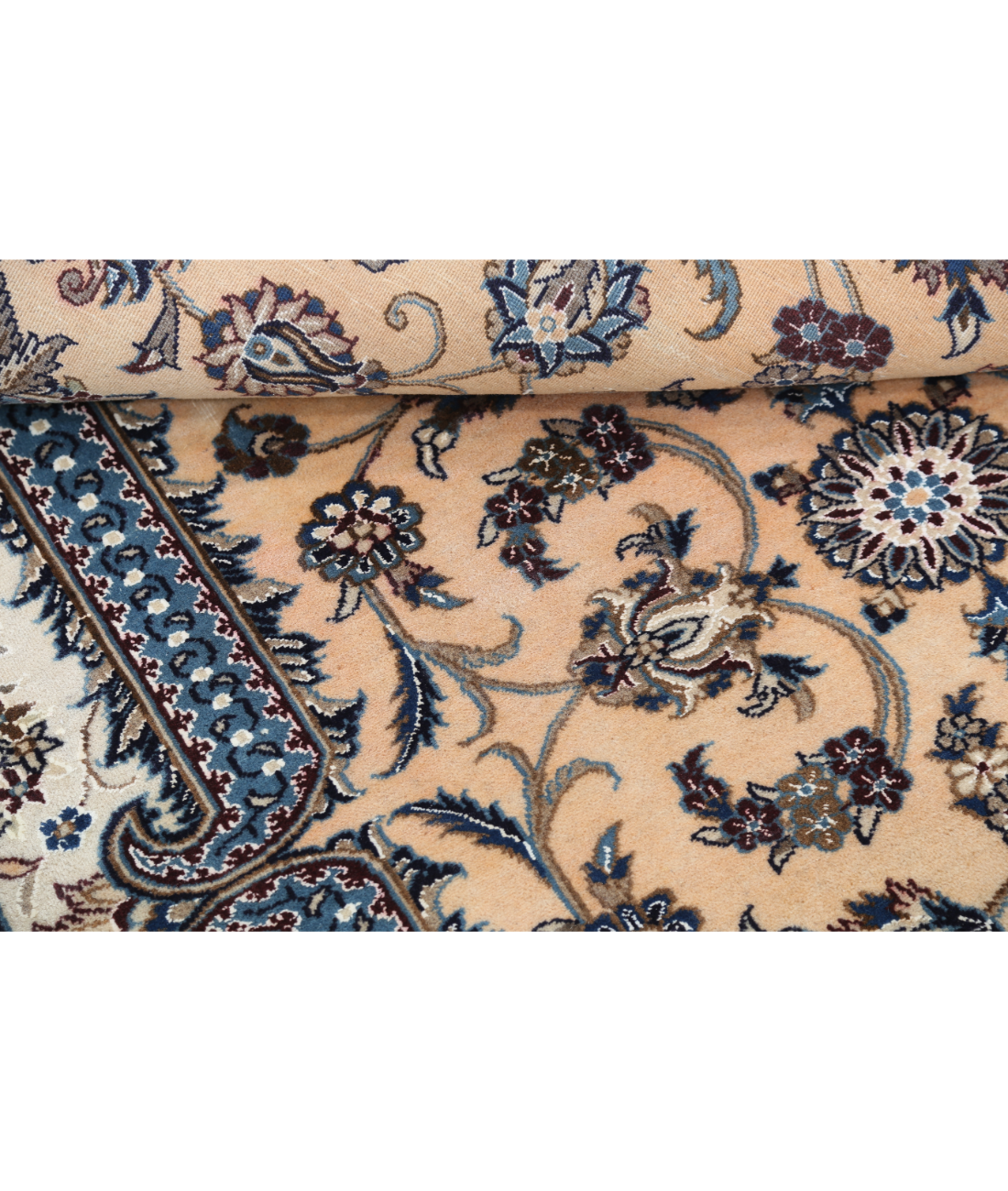 Hand Knotted Nain Wool & Silk Rug 3' 7" X 5' 2" 3' 7" X 5' 2" (109 X 158) / Peach / Ivory