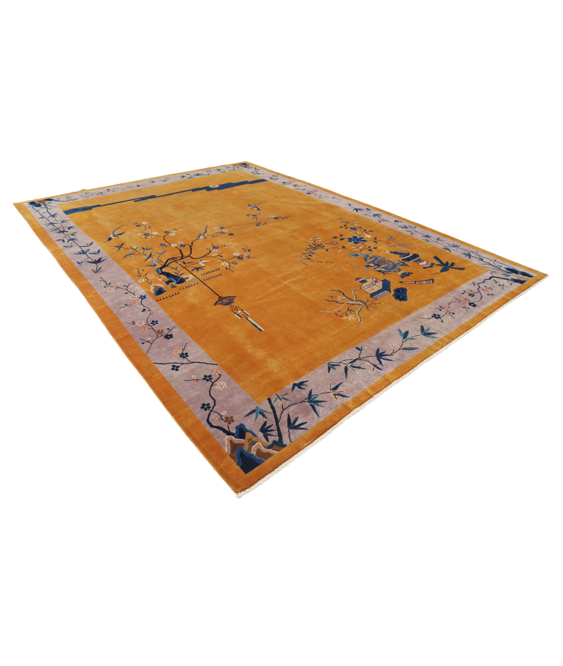 Nickel 9'10'' X 13'2'' Hand-Knotted Wool Rug 9'10'' x 13'2'' (290 X 385) / Gold / Lilac