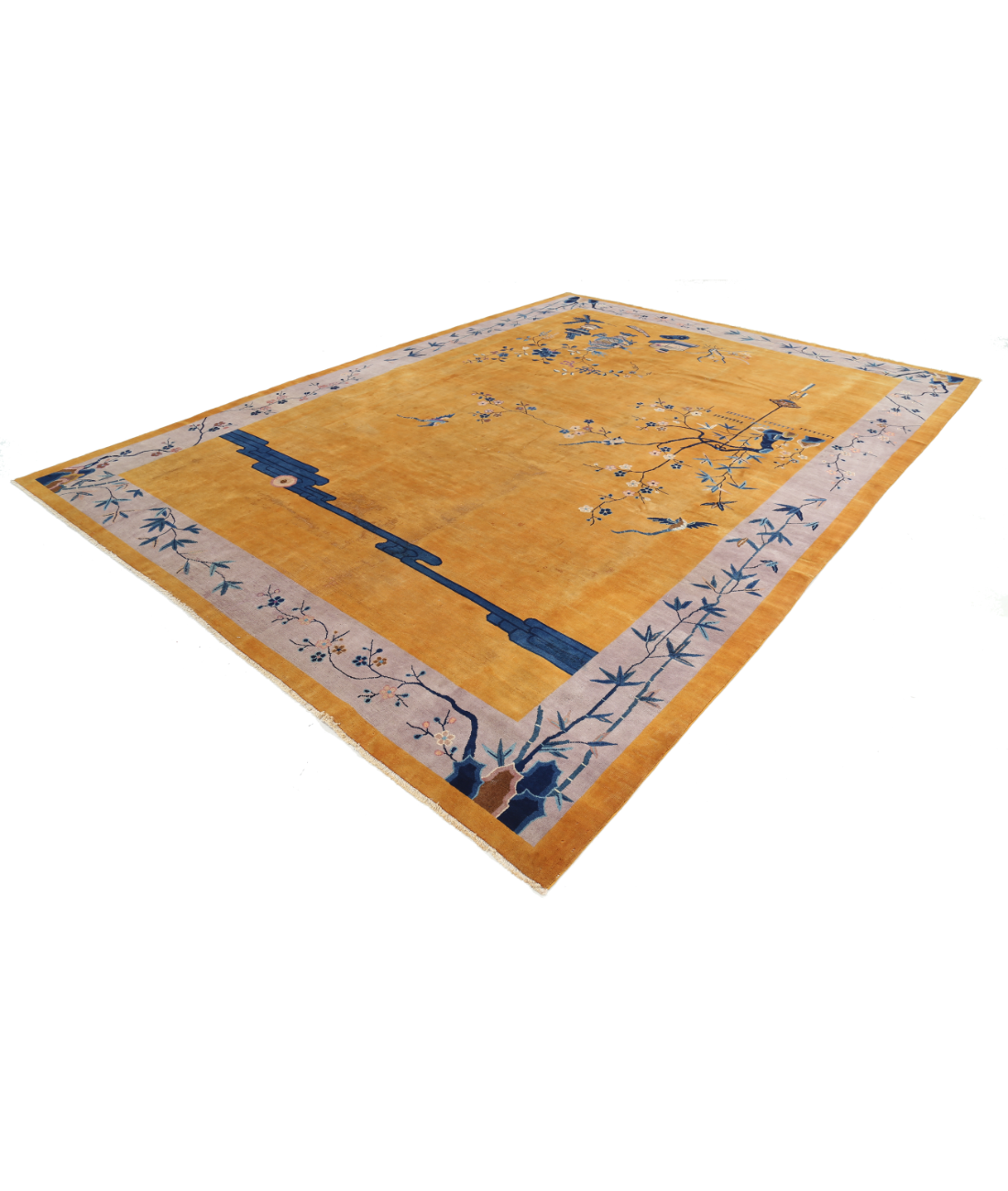 Nickel 9'10'' X 13'2'' Hand-Knotted Wool Rug 9'10'' x 13'2'' (290 X 385) / Gold / Lilac