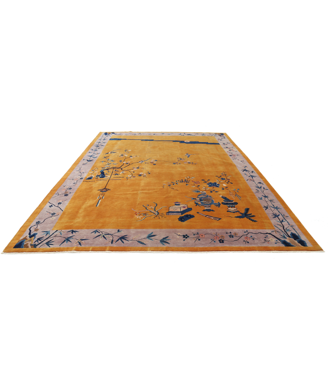 Nickel 9'10'' X 13'2'' Hand-Knotted Wool Rug 9'10'' x 13'2'' (290 X 385) / Gold / Lilac