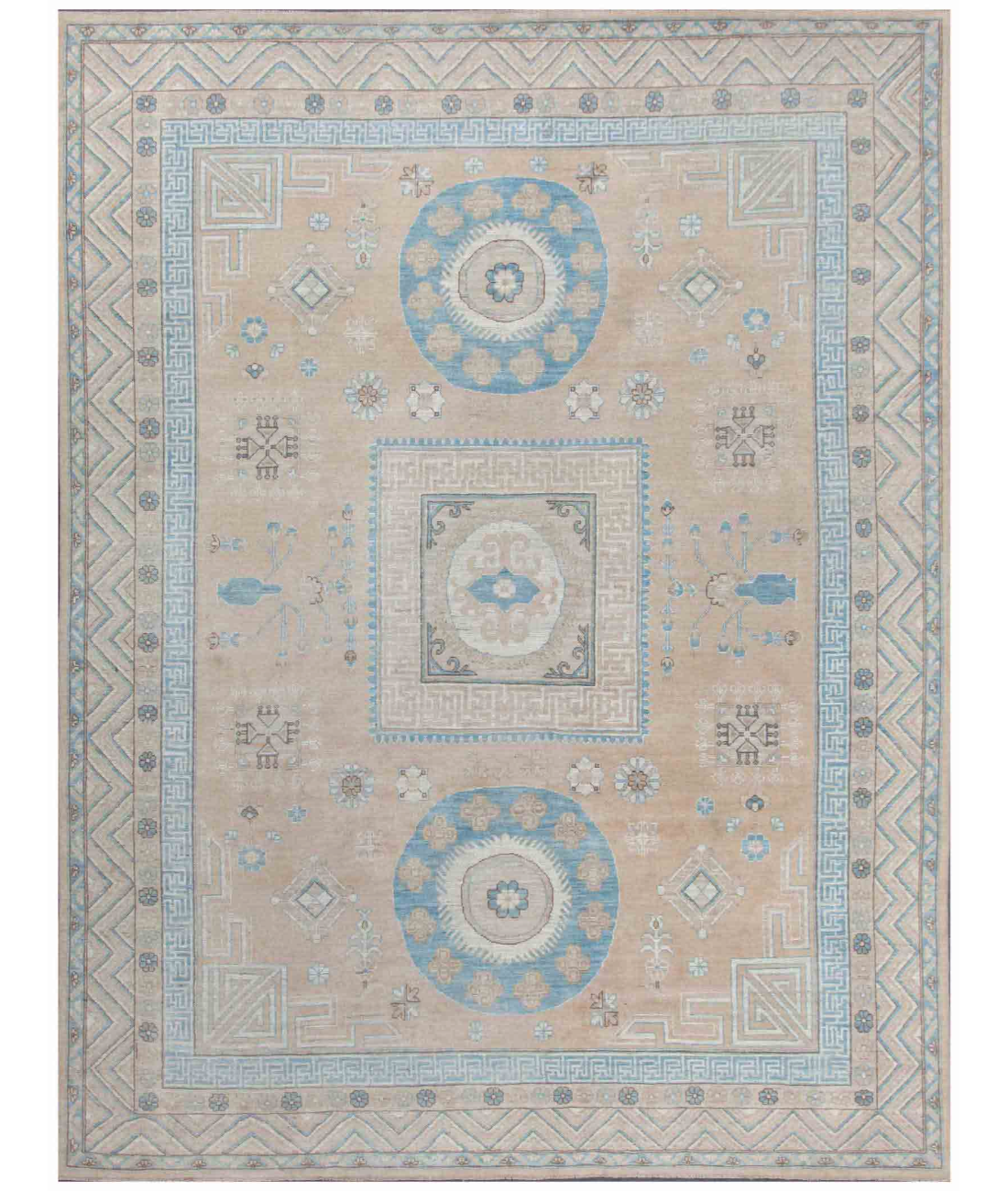 Hand Knotted Oushak Wool Rug 9' 1" X 11' 10" 9' 1" X 11' 10" (277 X 361) / Taupe / Taupe