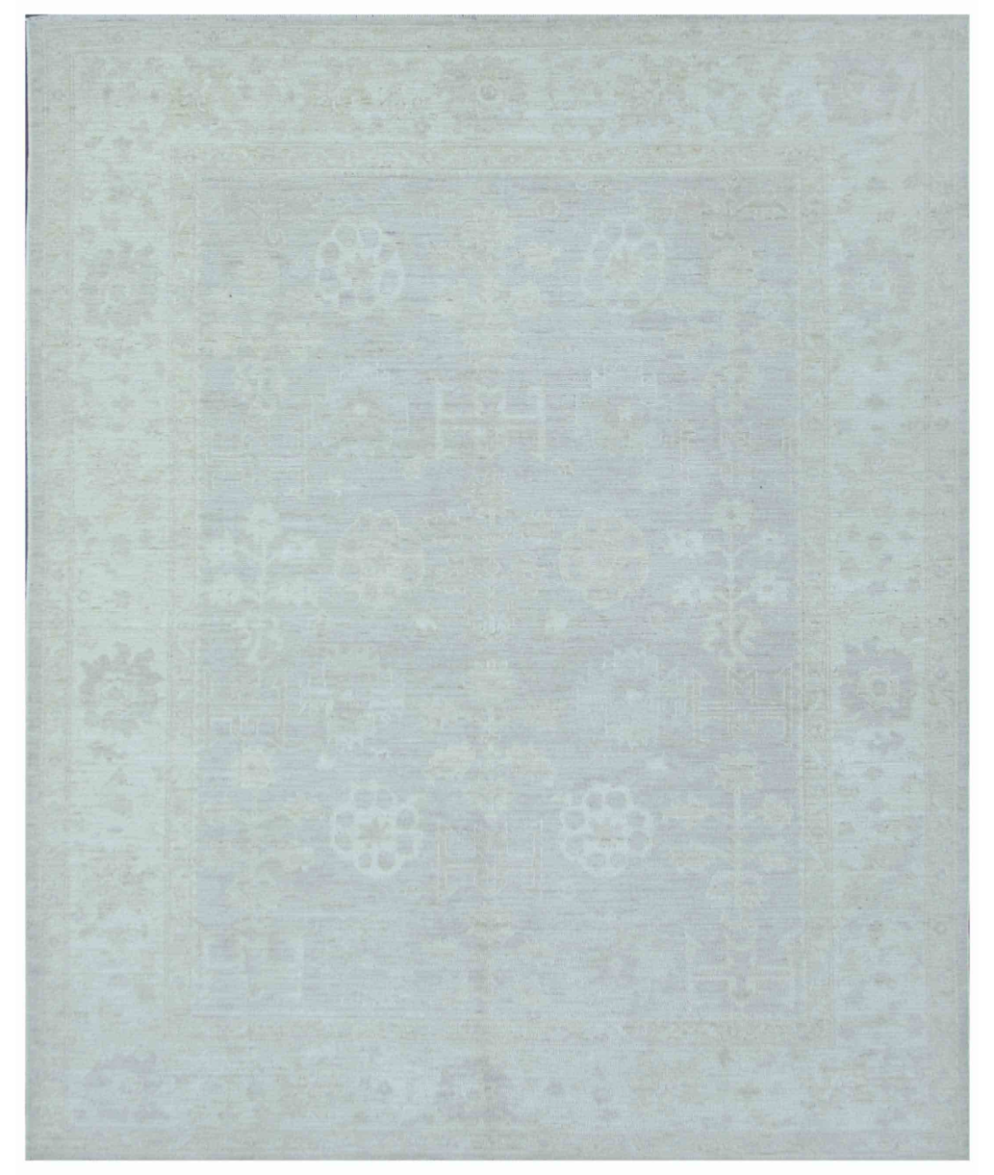 Hand Knotted Oushak Wool Rug 8' 6" X 10' 4" 8' 6" X 10' 4" (259 X 315) / Grey / Ivory
