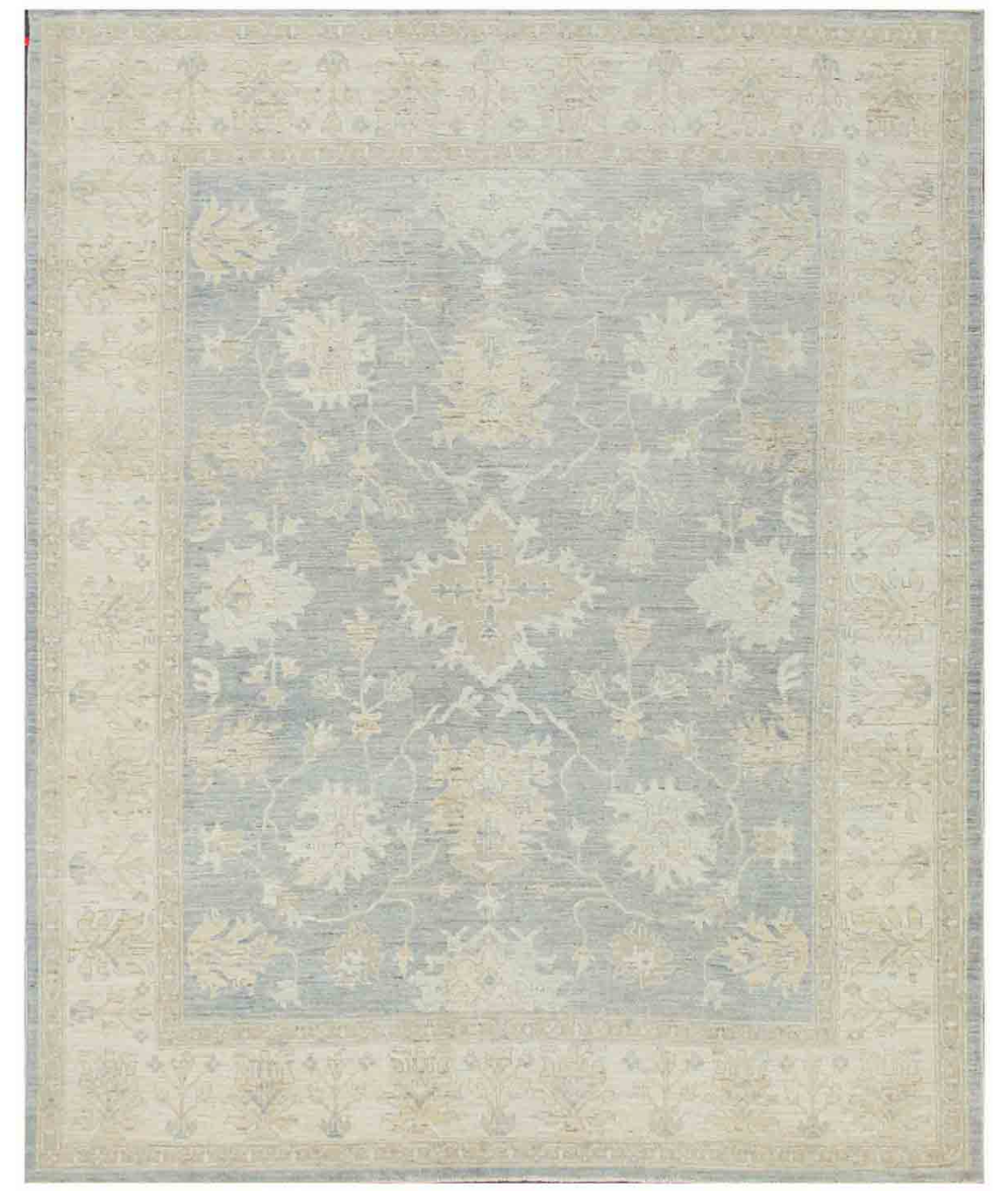 Hand Knotted Oushak Wool Rug 8' 4" X 10' 3" 8' 4" X 10' 3" (254 X 312) / Grey / Ivory
