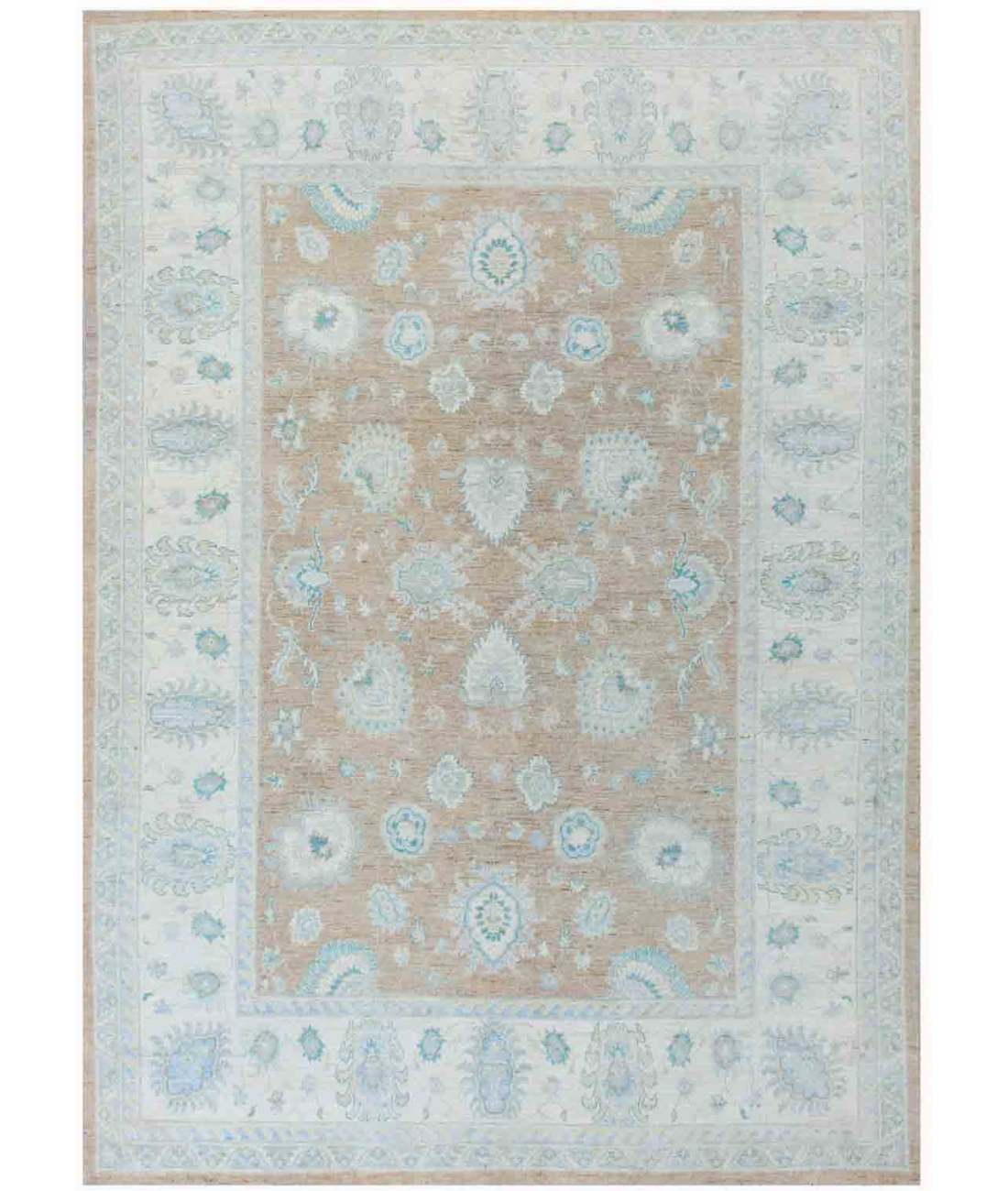 Hand Knotted Oushak Wool Rug 9' 0" X 12' 6" 9' 0" X 12' 6" (274 X 381) / Taupe / Ivory