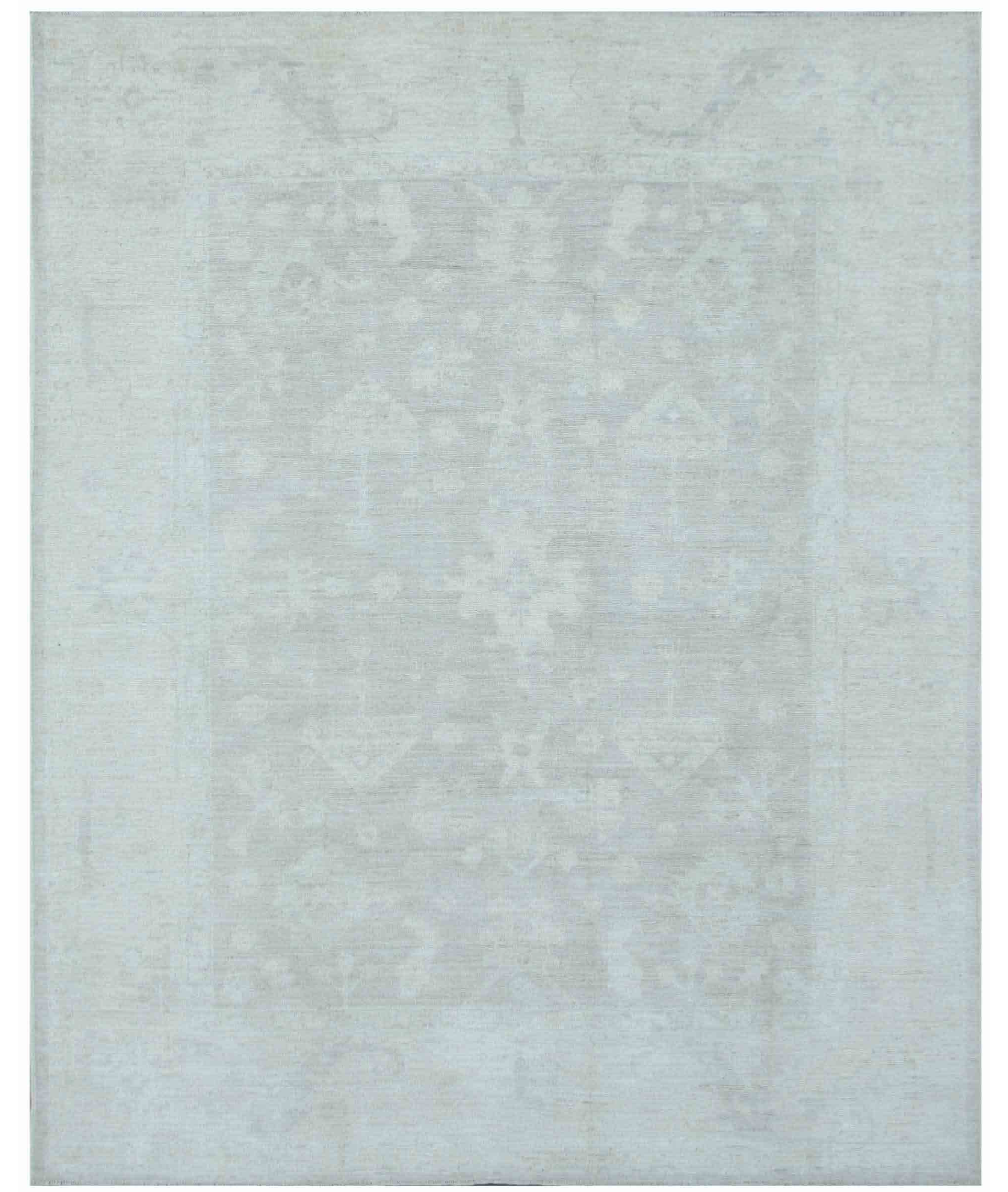 Hand Knotted Oushak Wool Rug 8' 3" X 10' 2" 8' 3" X 10' 2" (251 X 310) / Grey / Ivory