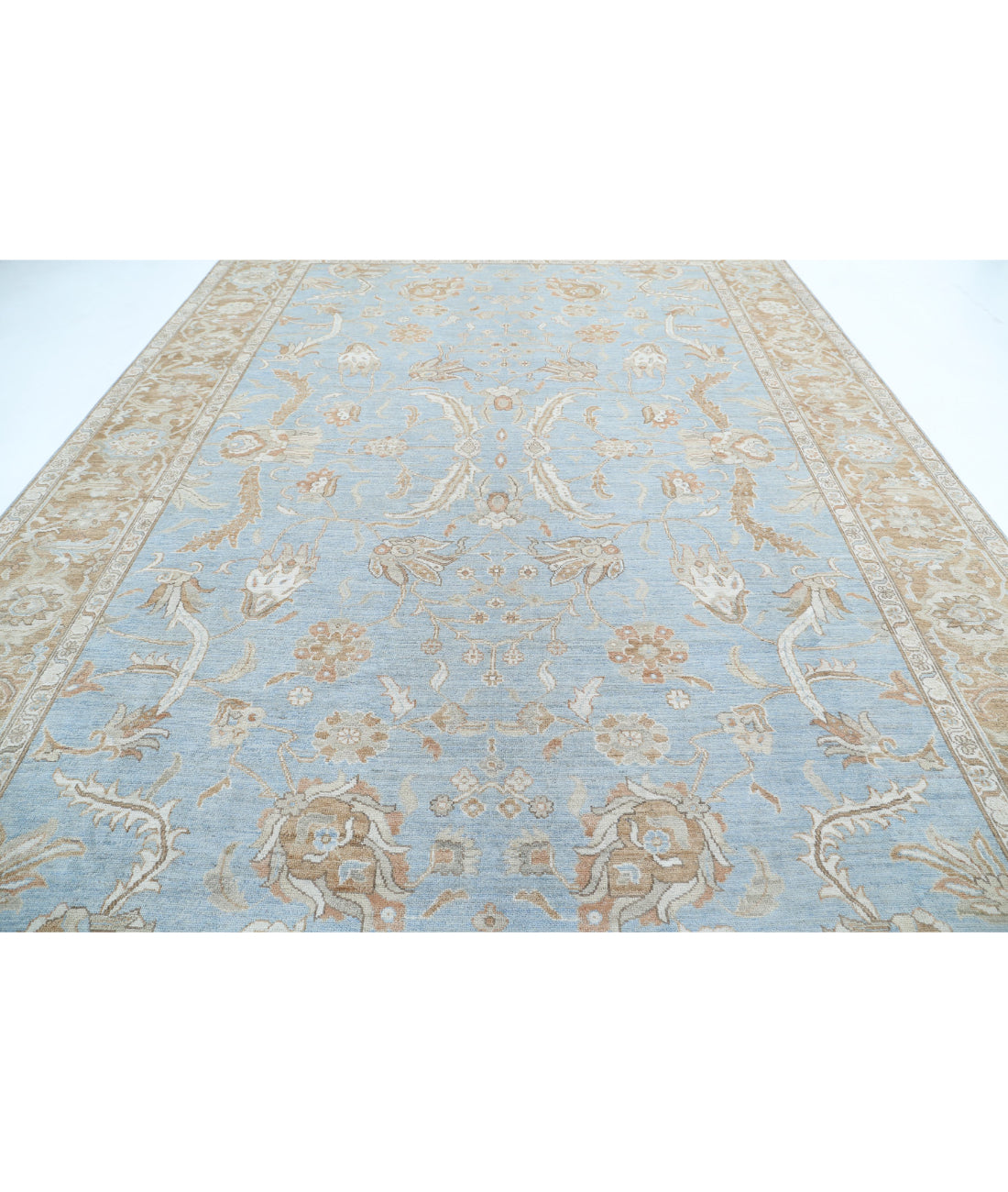 Oushak 10'2'' X 14'10'' Hand-Knotted Wool Rug 10'2'' x 14'10'' (305 X 445) / Blue / Brown