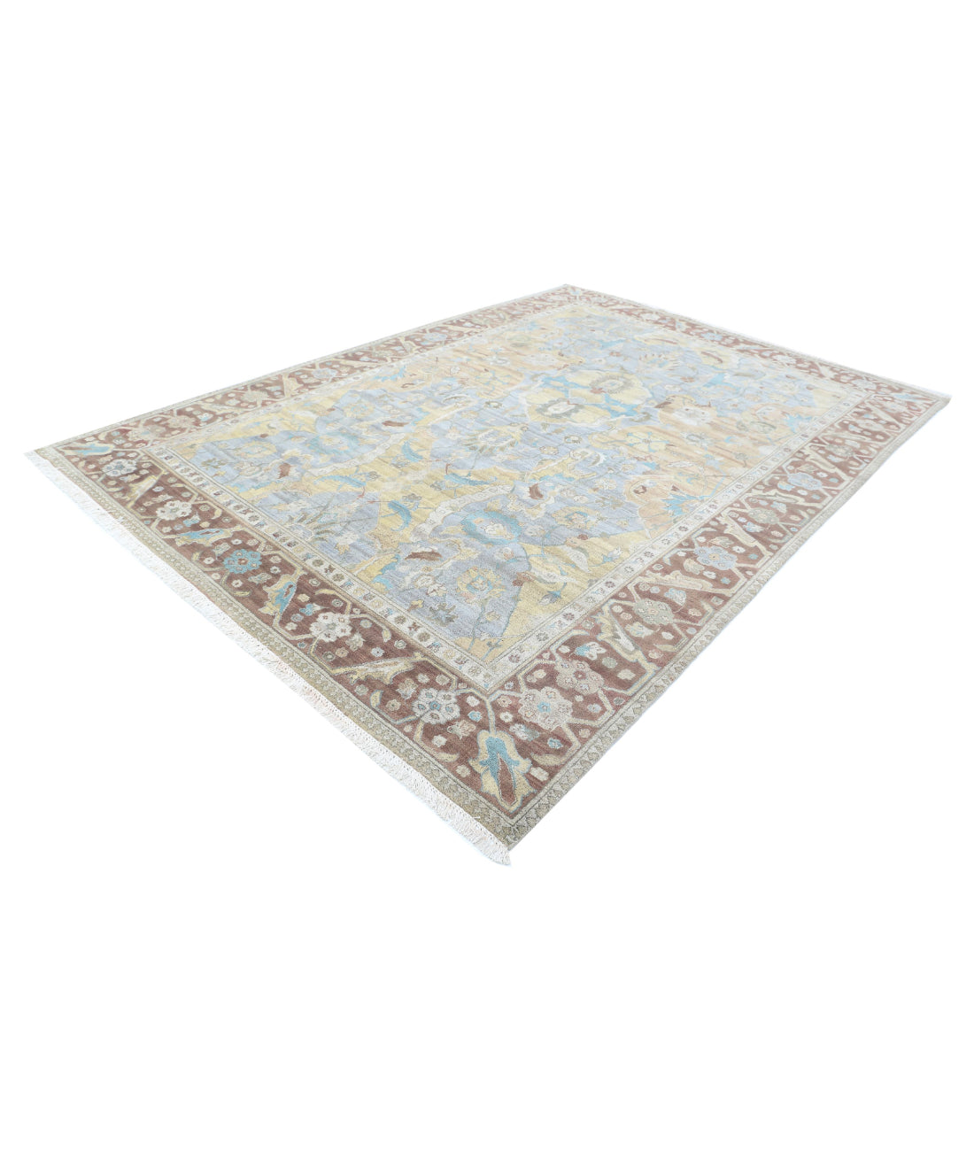 Agra 8'1'' X 11'4'' Hand-Knotted Wool Rug 8'1'' x 11'4'' (268 X 363) / Grey / Brown