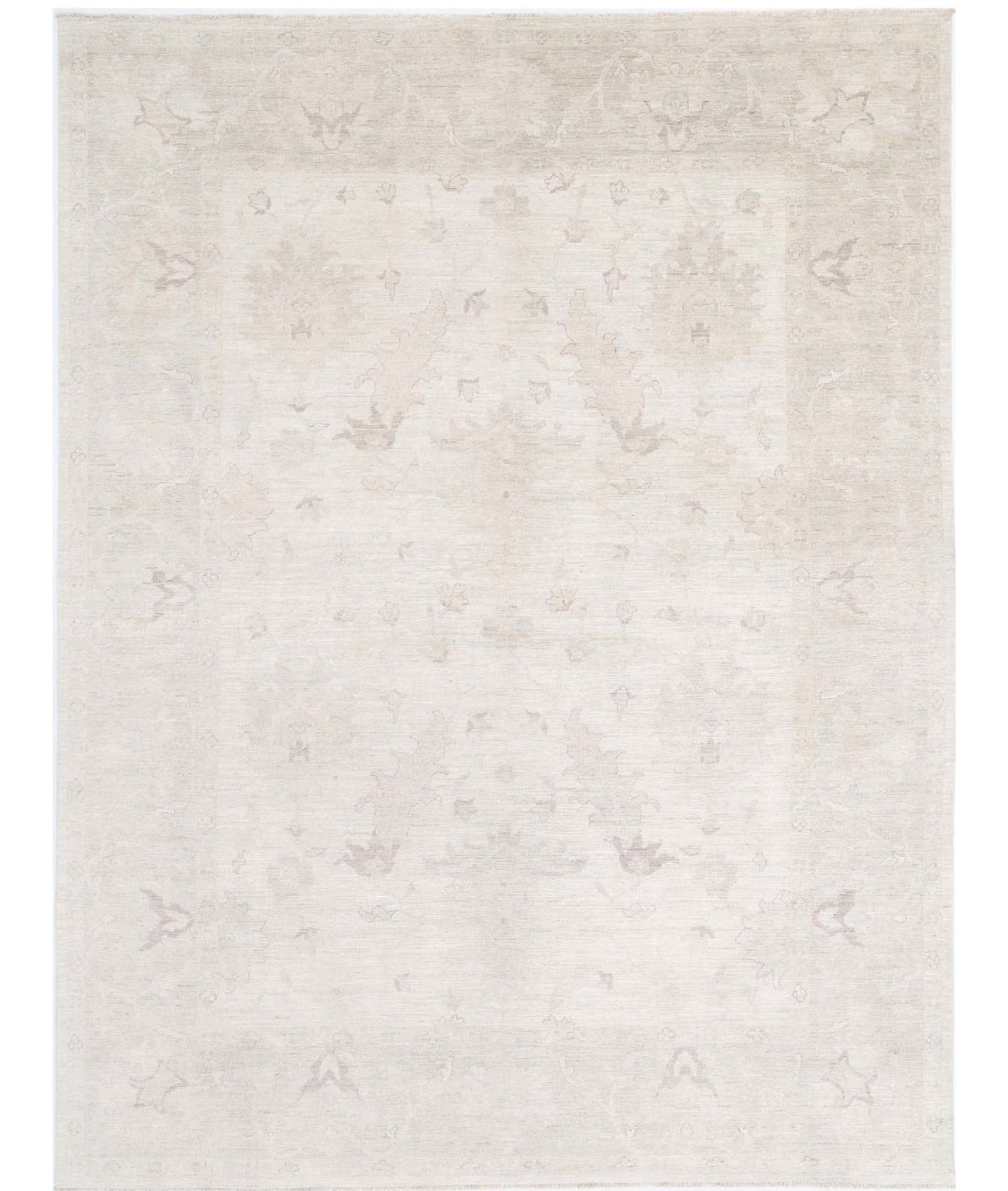 Oushak 8'8'' X 11'8'' Hand-Knotted Wool Rug 8'8'' x 11'8'' (260 X 350) / Ivory / Taupe