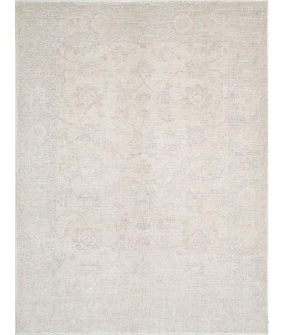Oushak 9'11'' X 13'1'' Hand-Knotted Wool Rug 9'11'' x 13'1'' (298 X 393) / Ivory / Grey