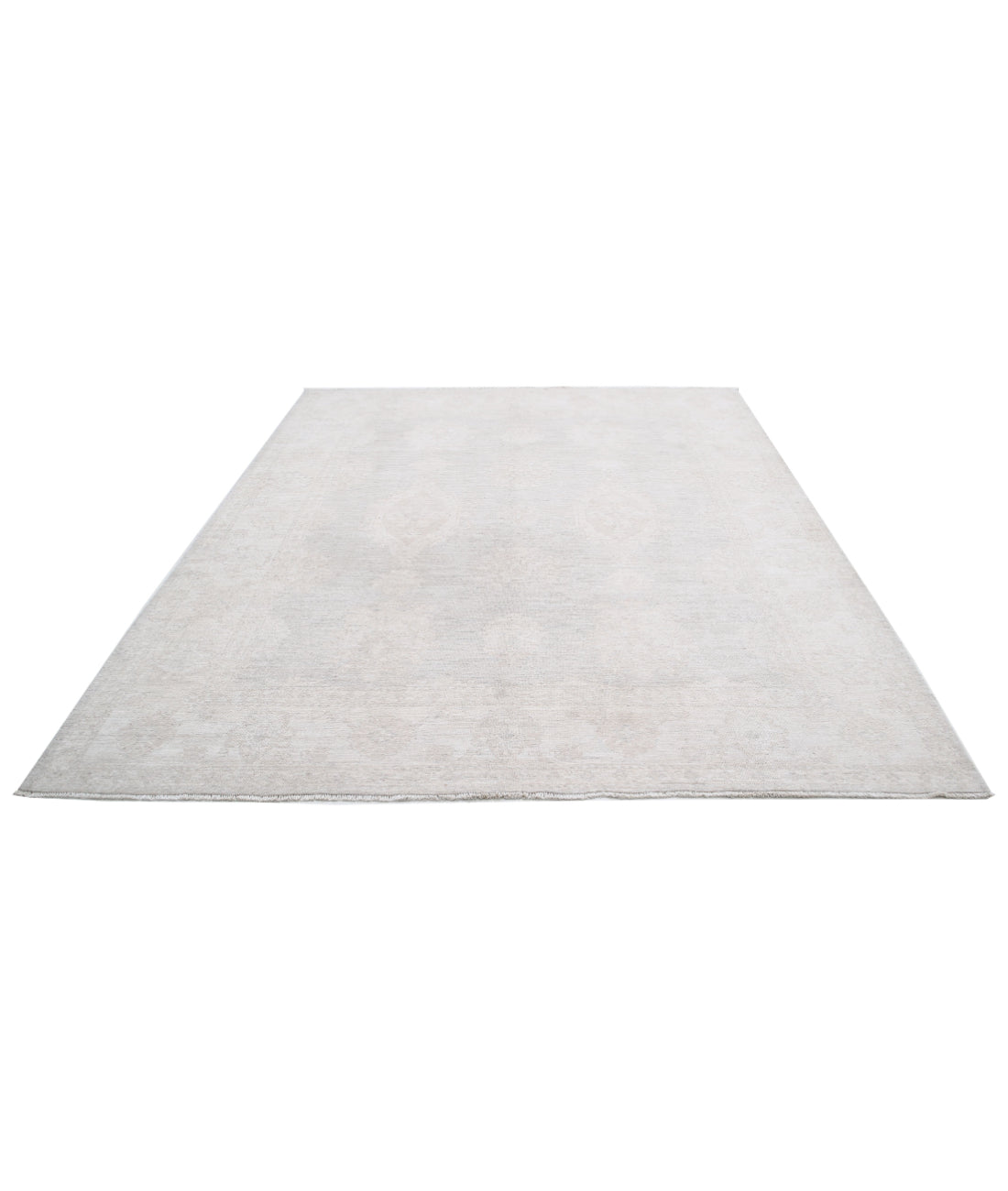 Oushak 7'10'' X 9'0'' Hand-Knotted Wool Rug 7'10'' x 9'0'' (235 X 270) / Grey / Ivory