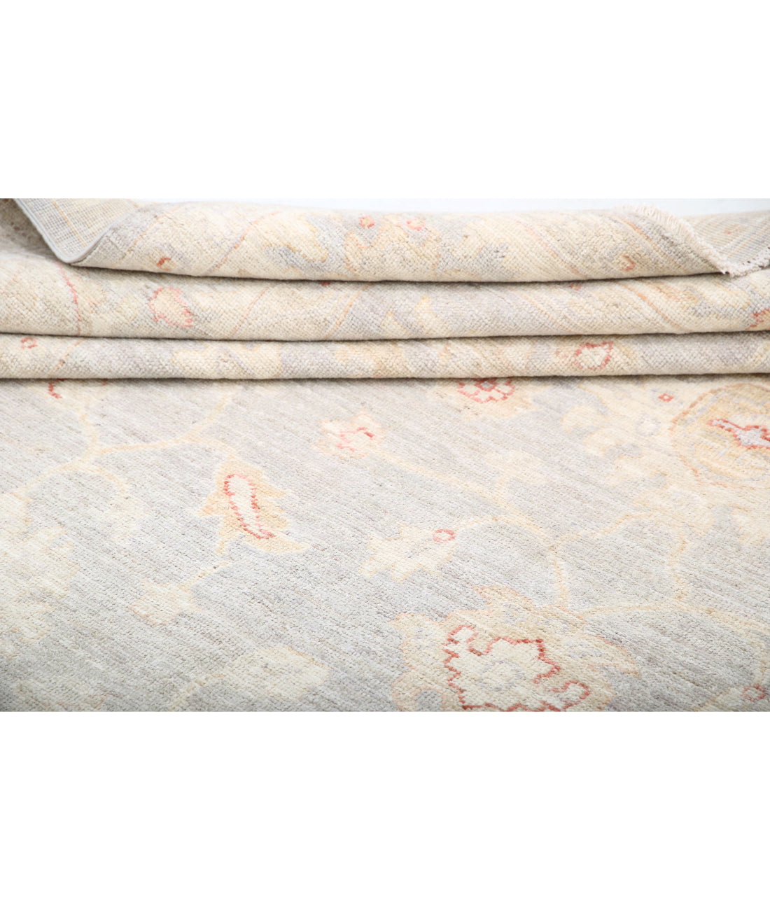 Oushak 9'0'' X 11'4'' Hand-Knotted Wool Rug 9'0'' x 11'4'' (270 X 340) / Grey / Ivory