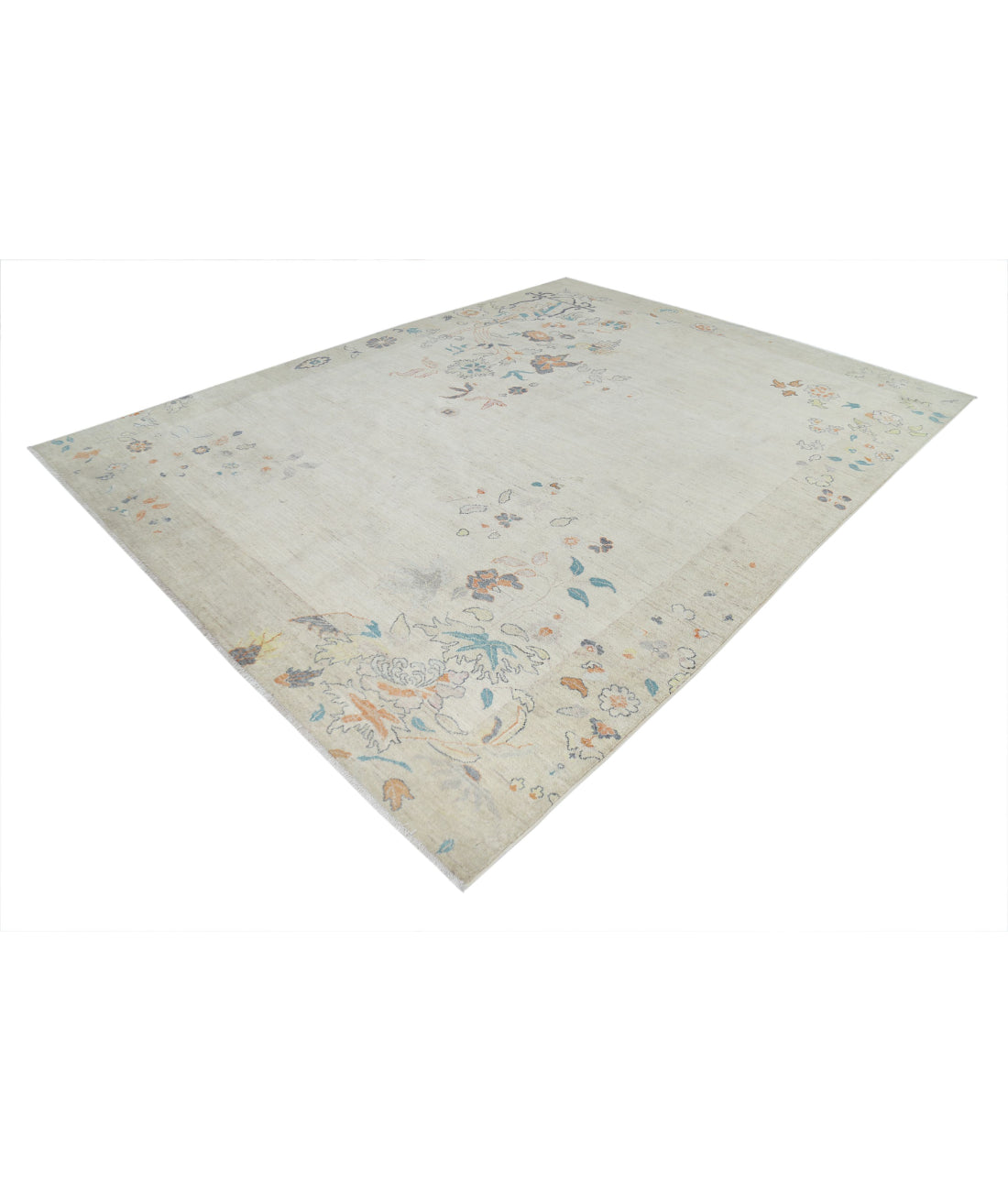 Chinese 8'11'' X 11'11'' Hand-Knotted Wool Rug 8'11'' x 11'11'' (268 X 358) / Gold / Ivory