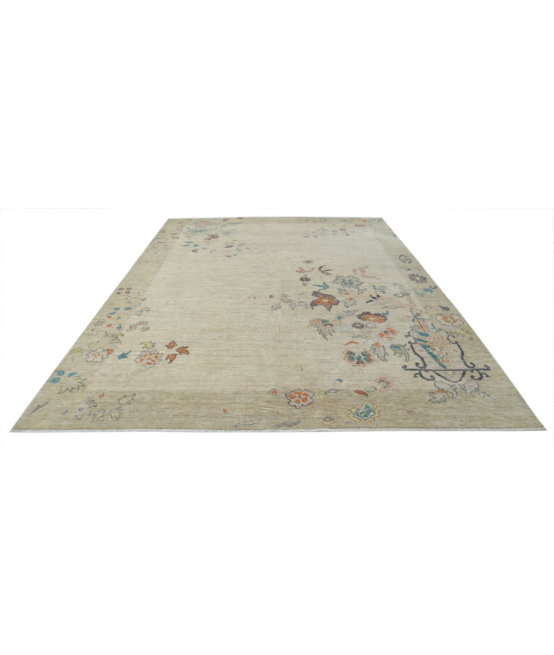 Chinese 8'11'' X 11'11'' Hand-Knotted Wool Rug 8'11'' x 11'11'' (268 X 358) / Gold / Ivory