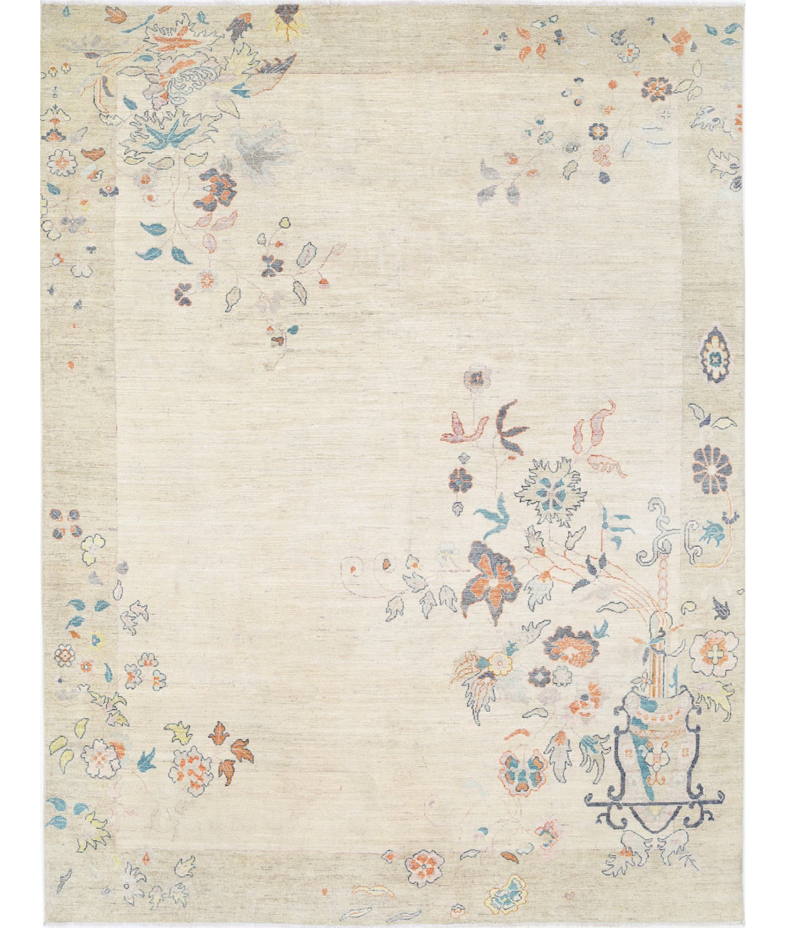 Chinese 8'11'' X 11'11'' Hand-Knotted Wool Rug 8'11'' x 11'11'' (268 X 358) / Gold / Ivory