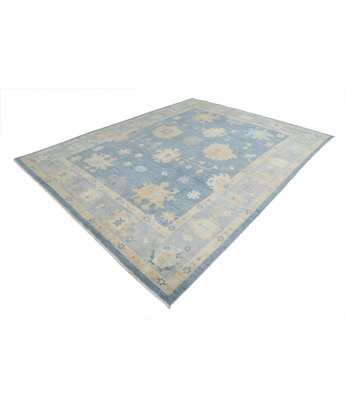 Oushak 8'11'' X 11'9'' Hand-Knotted Wool Rug 8'11'' x 11'9'' (268 X 353) / Blue / Grey
