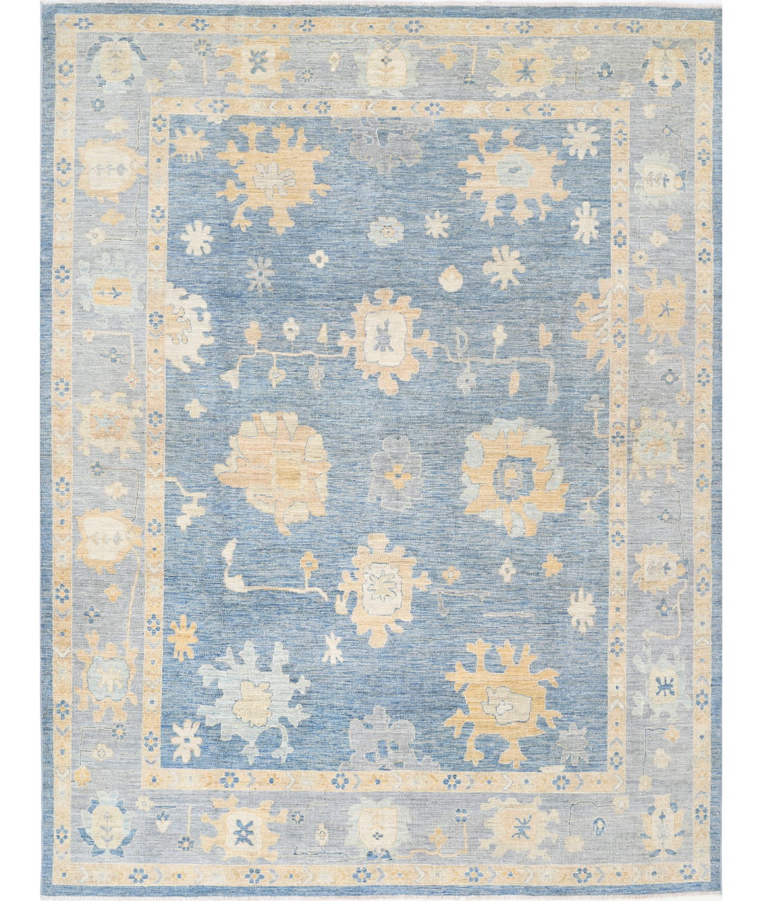 Oushak 8'11'' X 11'9'' Hand-Knotted Wool Rug 8'11'' x 11'9'' (268 X 353) / Blue / Grey